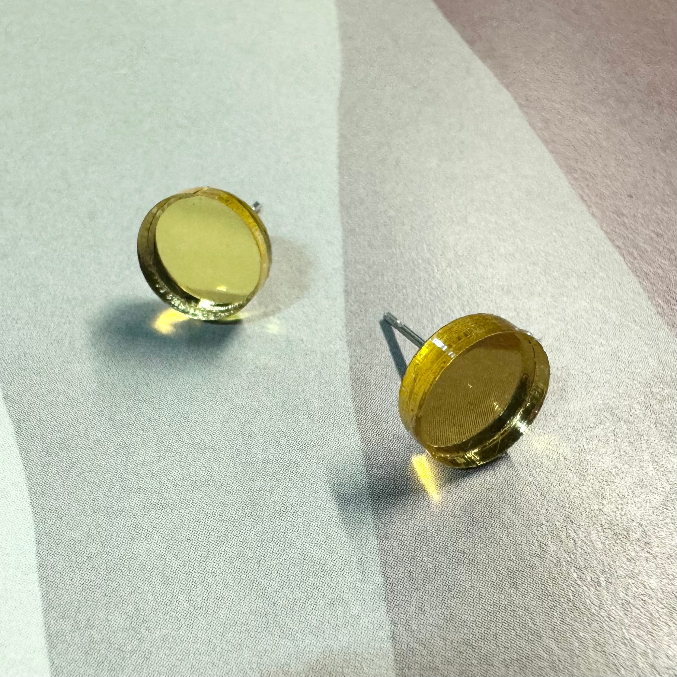 Gold Mirror Stud Earrings by BOBBYK