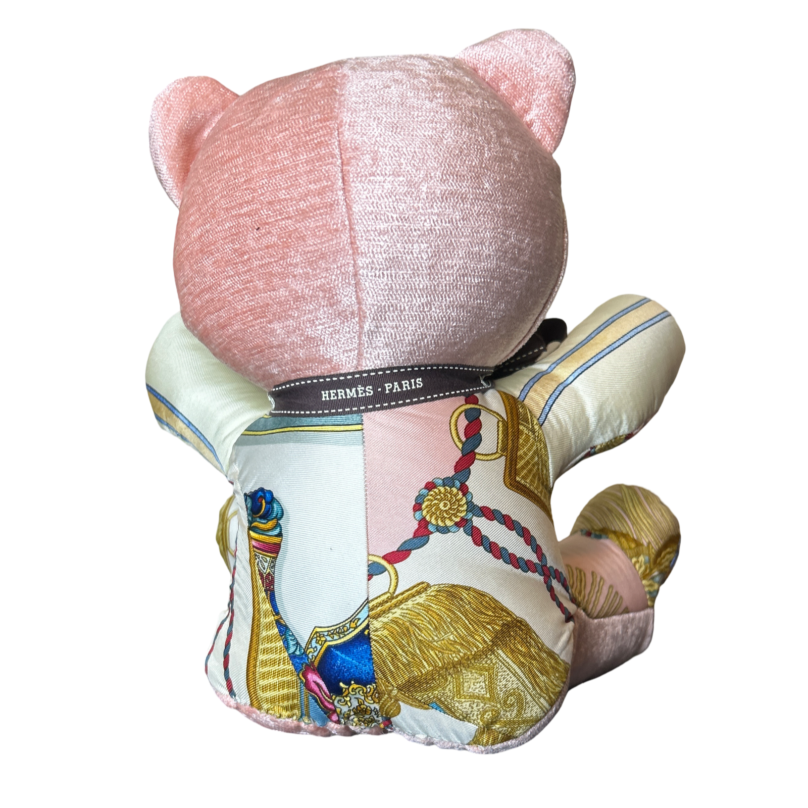 Poste et Cavalerie Vintage Silk Scarf Patchwork Teddy Bear