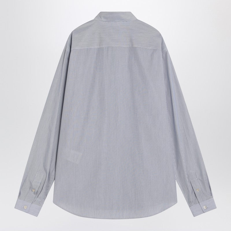 Valentino Light Blue Cotton Shirt With Logo Men