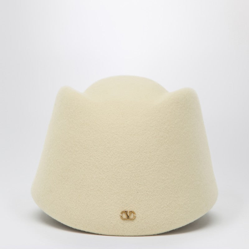 Valentino Garavani Vlogo Signature Hat In Cream Colour Wool Men