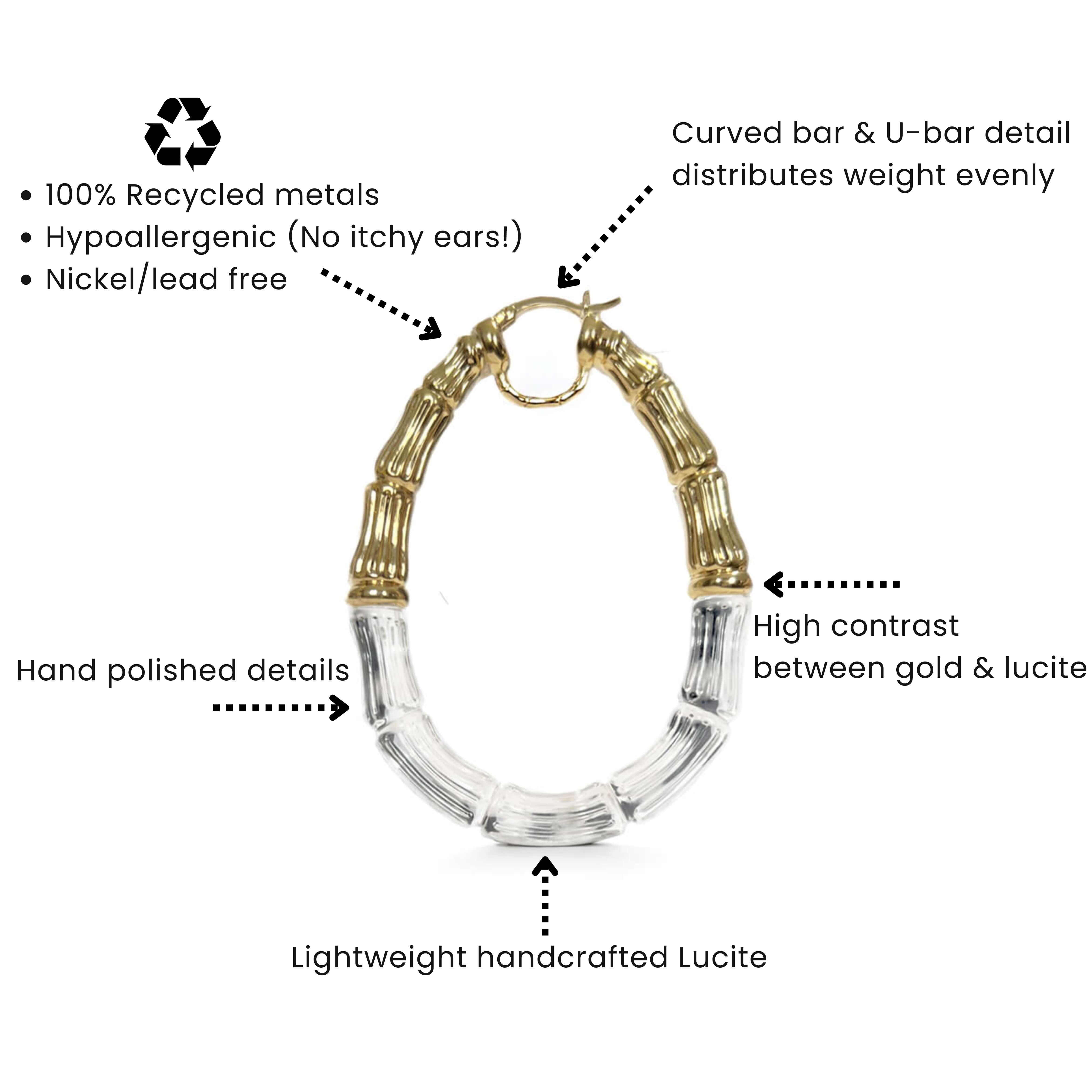 Duchess Bamboo Lucite Hoop Earrings