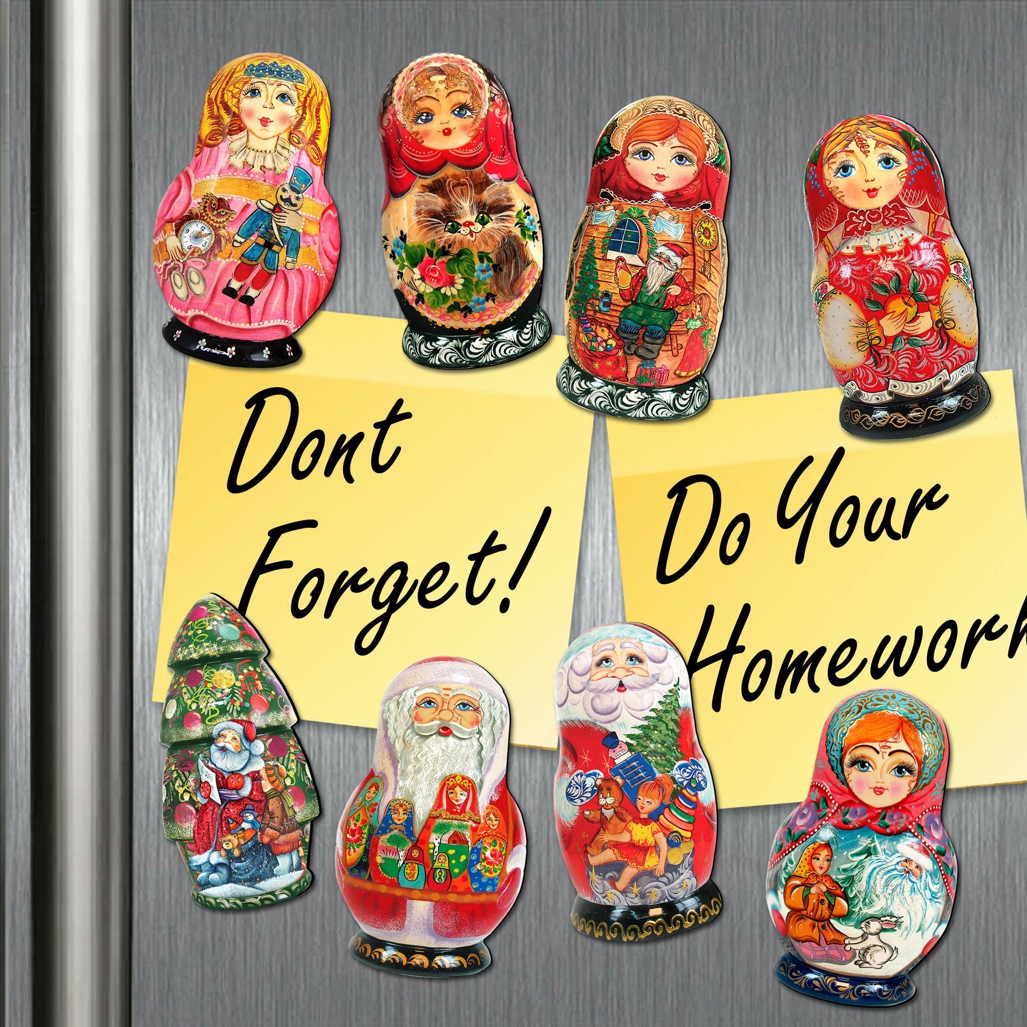 Beardy Santa Shaped Refrigerator Wooden Magnets Set of 3