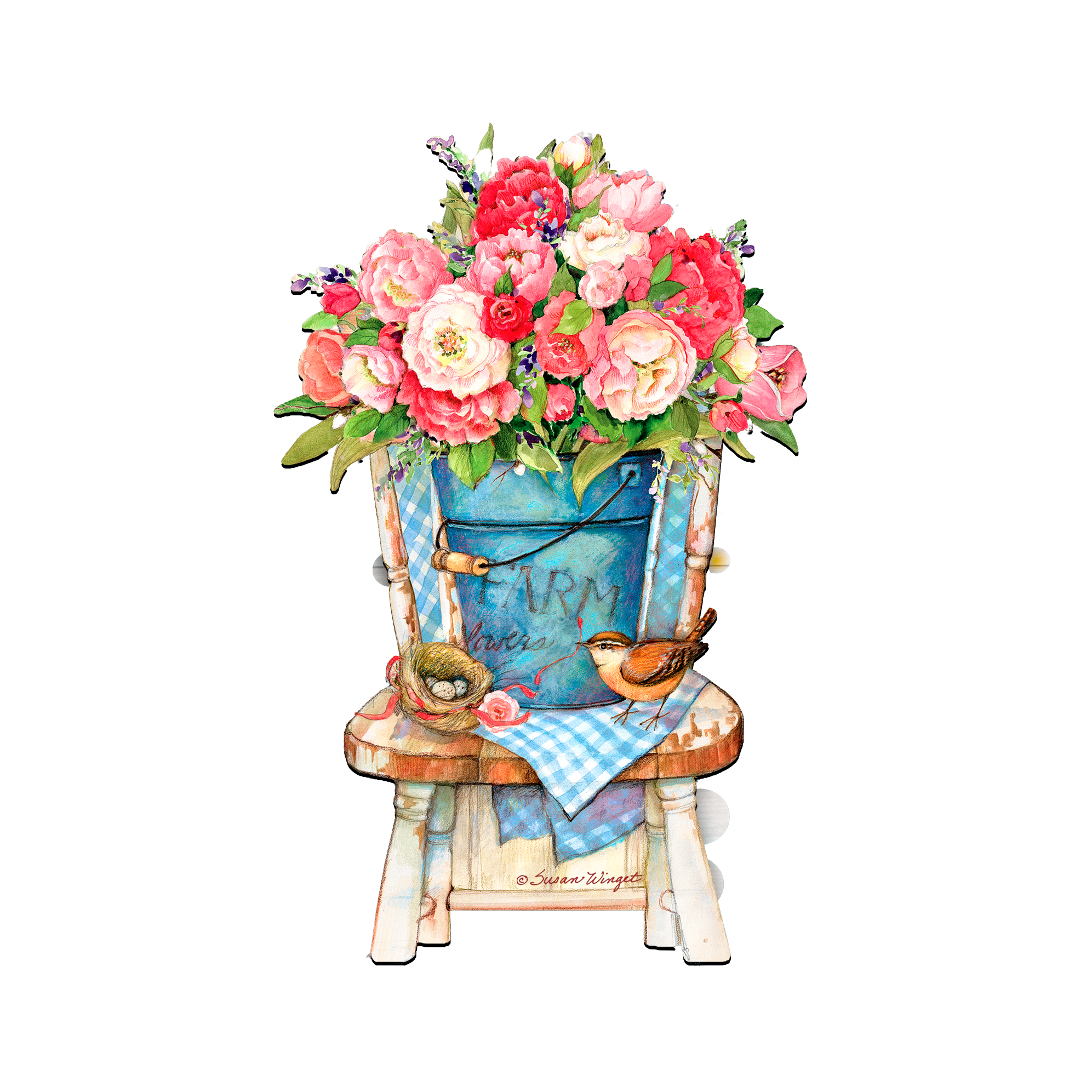 Peony Bouquet Easter Door Dcor by Susan Winget - Easter Spring Decoration - 8471302H-SW