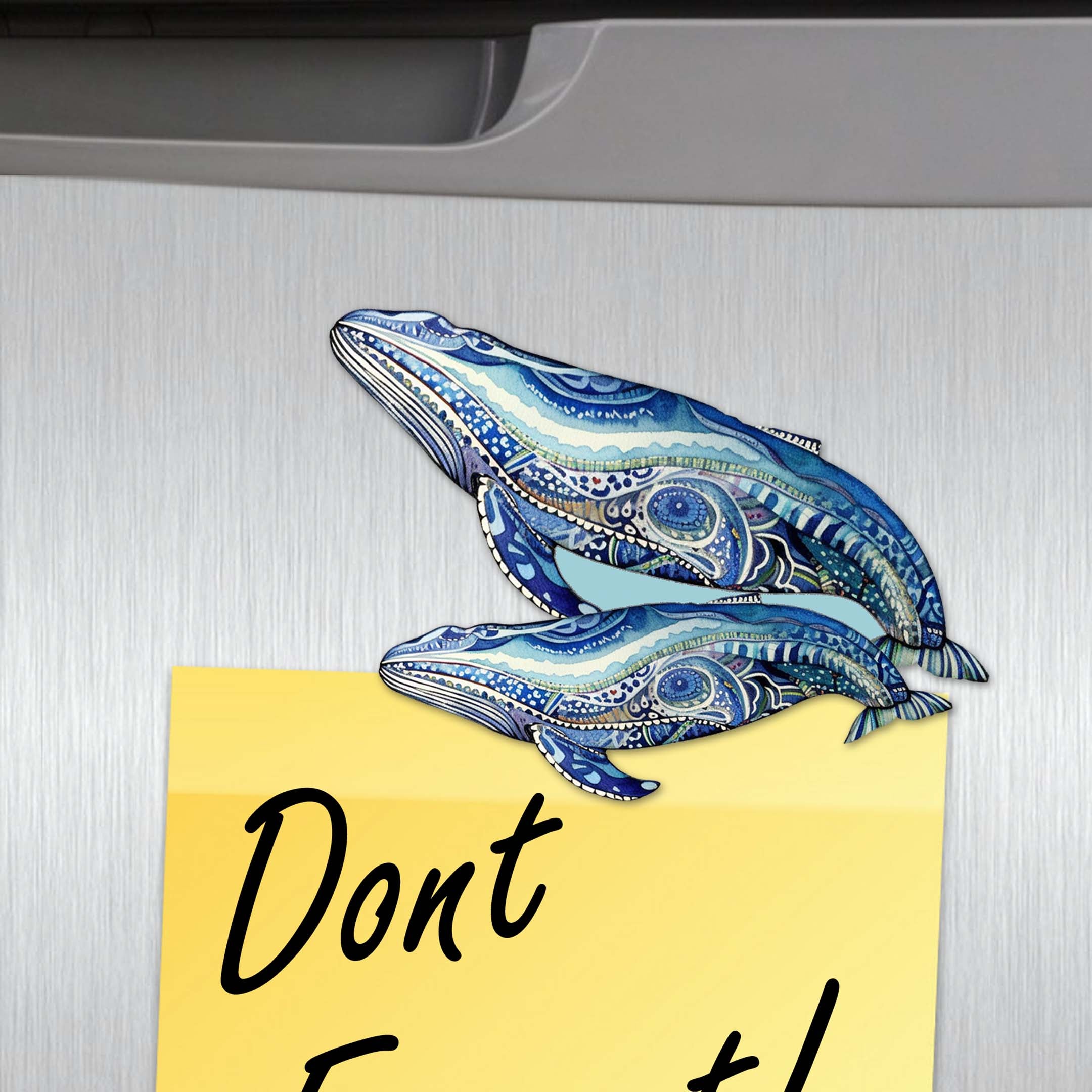 Embracing Whales Decorative Wooden Magnets Set of 6 by G. Debrekht - Wildlife Coastal Decor - 8090107G-S6
