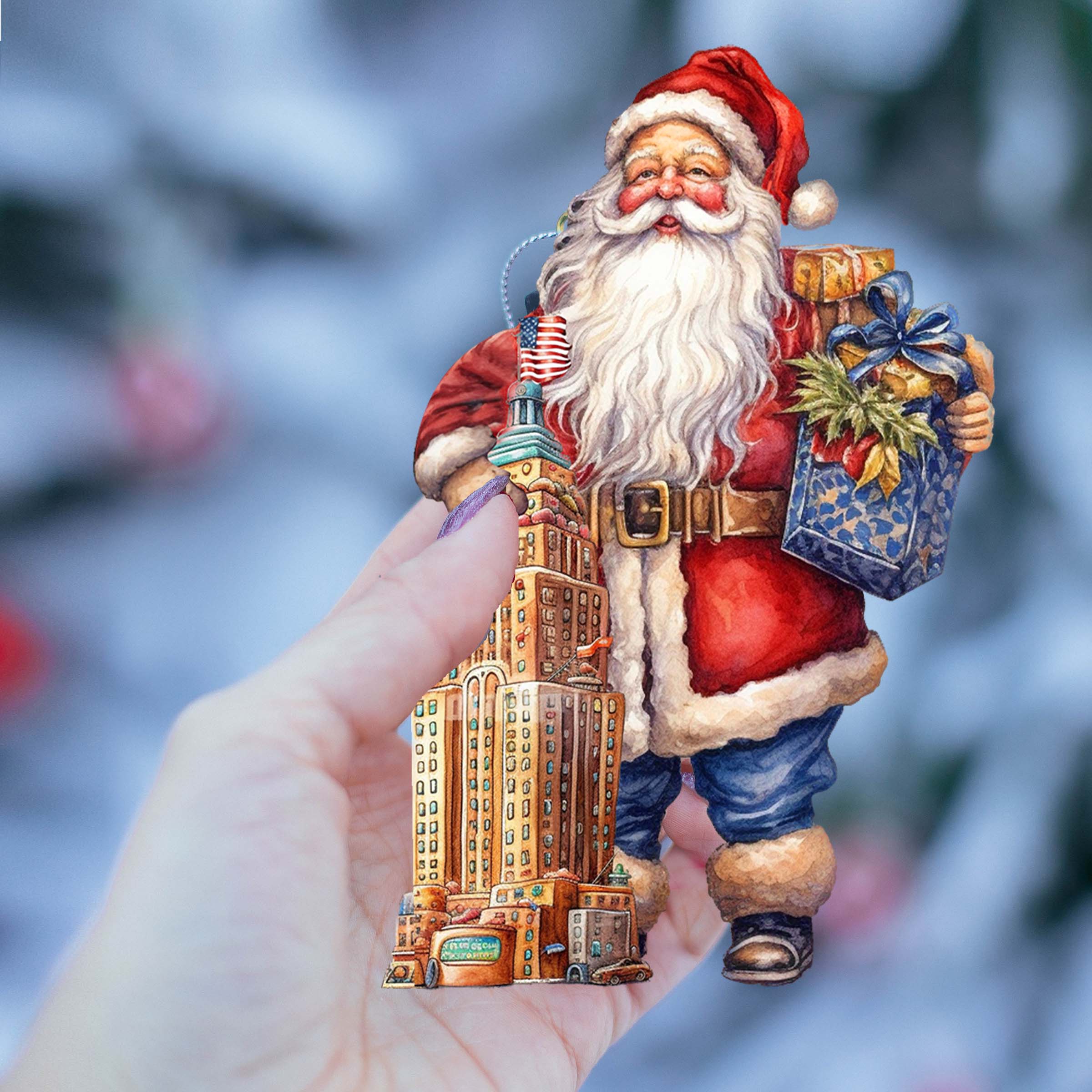 Santas Around the World - American Inspired Santa - Wooden Ornaments Set of 3 by G. DeBrekht Christmas Santa Snowman Decor - 8091301S3