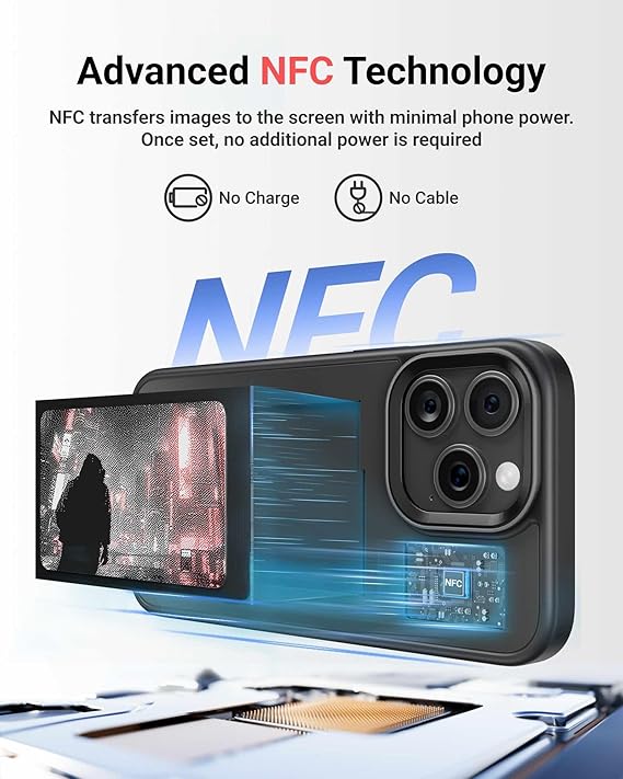 7DAY'S 2024 New Arrival DIY E Ink Smart Case for iPhone 13,14,15 Pro Max Case Smart INK