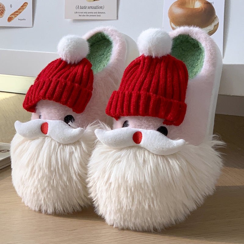 7DAY'S Cute Christmas Santa Claus Home Slippers Winter Warm Indoor Non-slip Floor Plush Shoes For Women