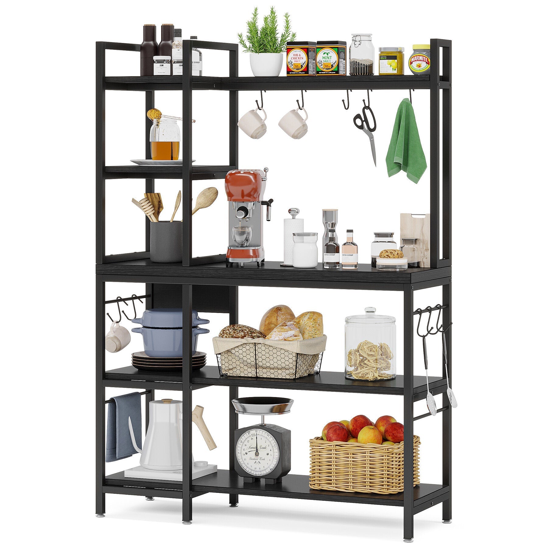 7DAY'S Kitchen Baker's Rack, 5-Tier Utility Storage Shelf with Hutch