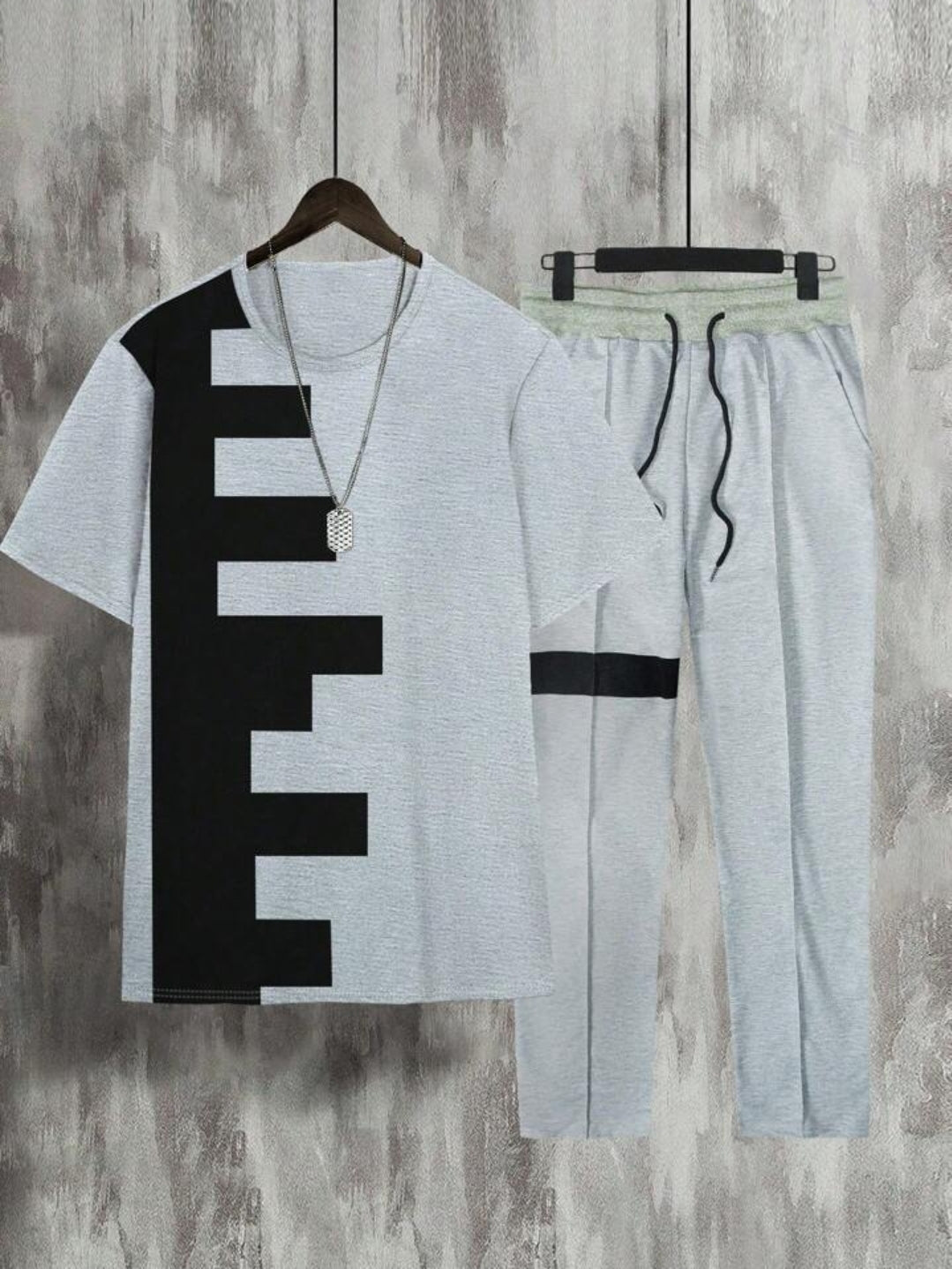 7DAY'S Men Colorblock Tee & Drawstring Waist Sweatpants, Men's Jogger Set, Men Co Ord Set, Casual Two Piece Set Men