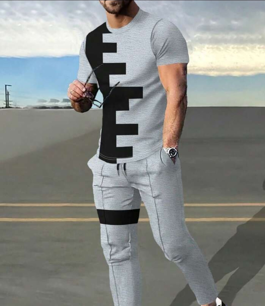 7DAY'S Men Colorblock Tee & Drawstring Waist Sweatpants, Men's Jogger Set, Men Co Ord Set, Casual Two Piece Set Men