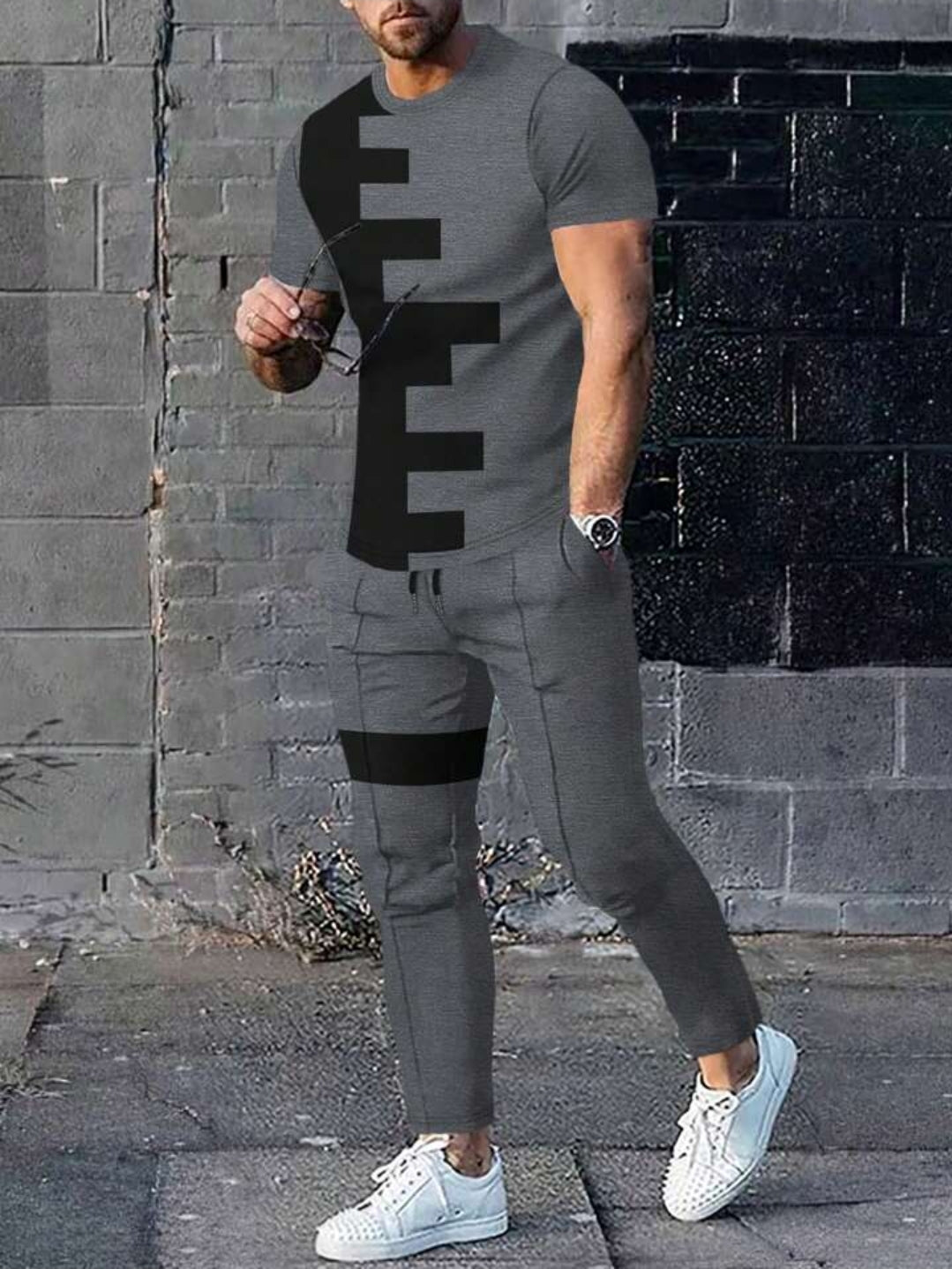 7DAY'S Men Colorblock Tee & Drawstring Waist Sweatpants, Men's Jogger Set, Men Co Ord Set, Casual Two Piece Set Men