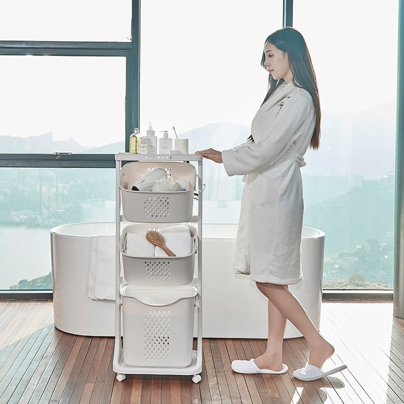 7DAY'S Multi-functional Organizing Shelving Bathroom Sorting Dirty Laundry Basket Plastic Large Mobile Storage Basket