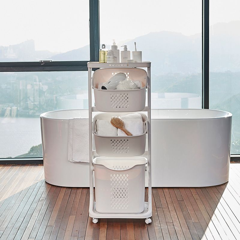 7DAY'S Multi-functional Organizing Shelving Bathroom Sorting Dirty Laundry Basket Plastic Large Mobile Storage Basket