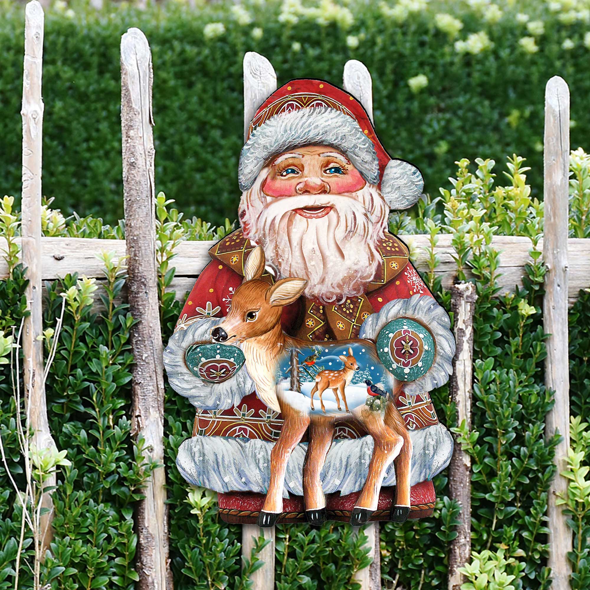 Holiday Fawn Decorative Christmas Door Decor by G. DeBrekht - Christmas Santa Snowman Decor - 8118081H