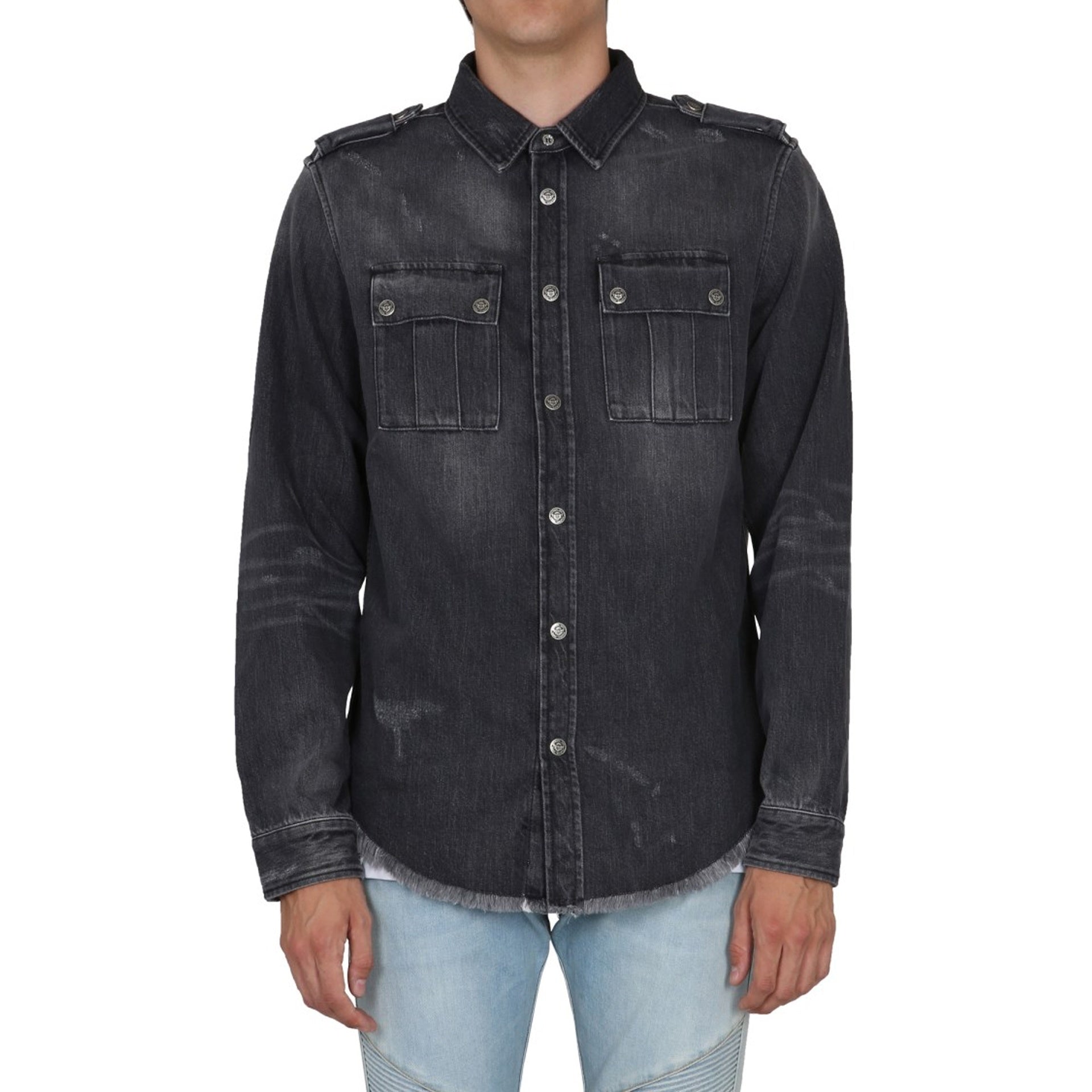 Balmain Cotton Denim Shirt Men