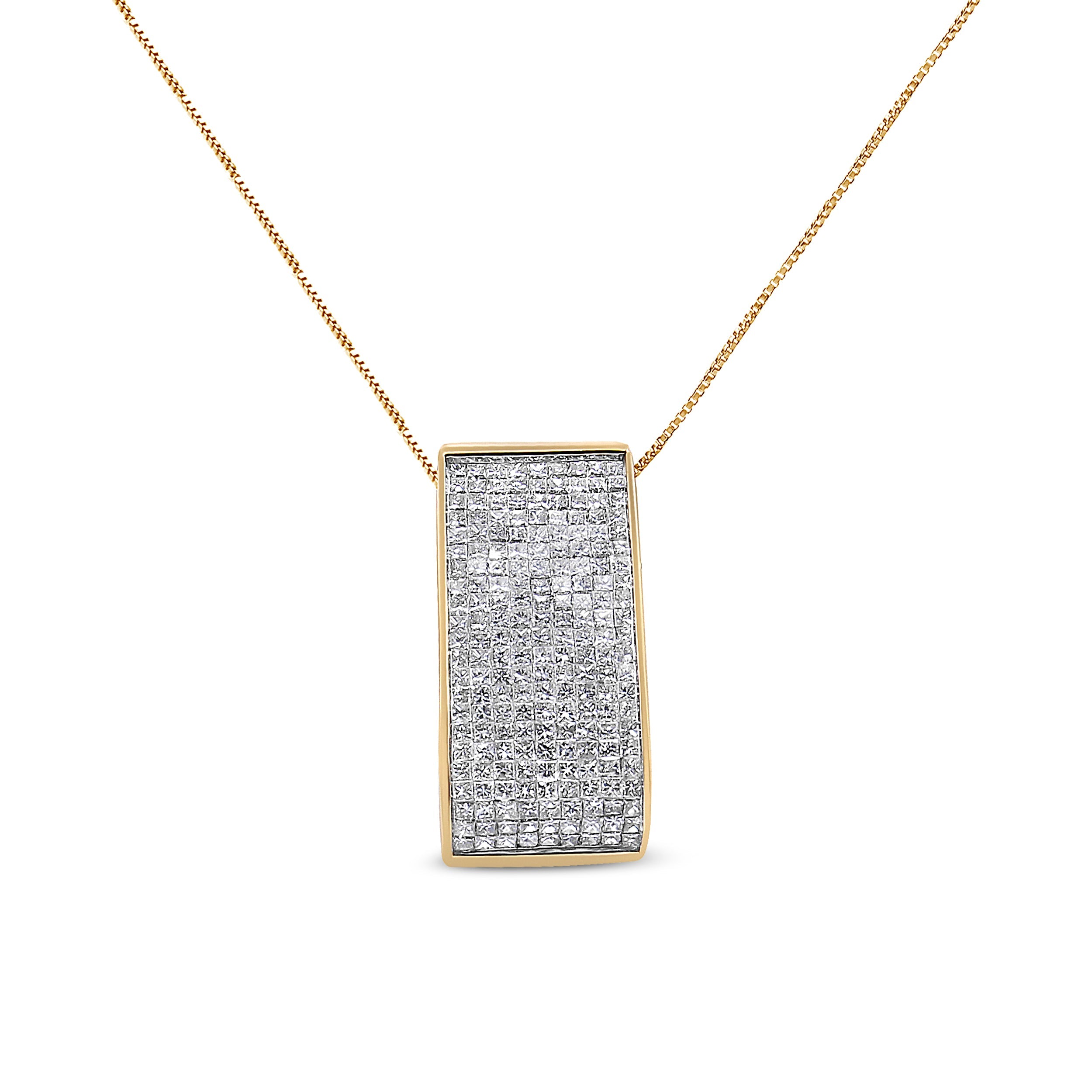 14K Yellow Gold Princess-Cut Diamond Pillar Pendant Necklace (1 5/8 Cttw, H-I Color, Si1-Si2 Clarity)