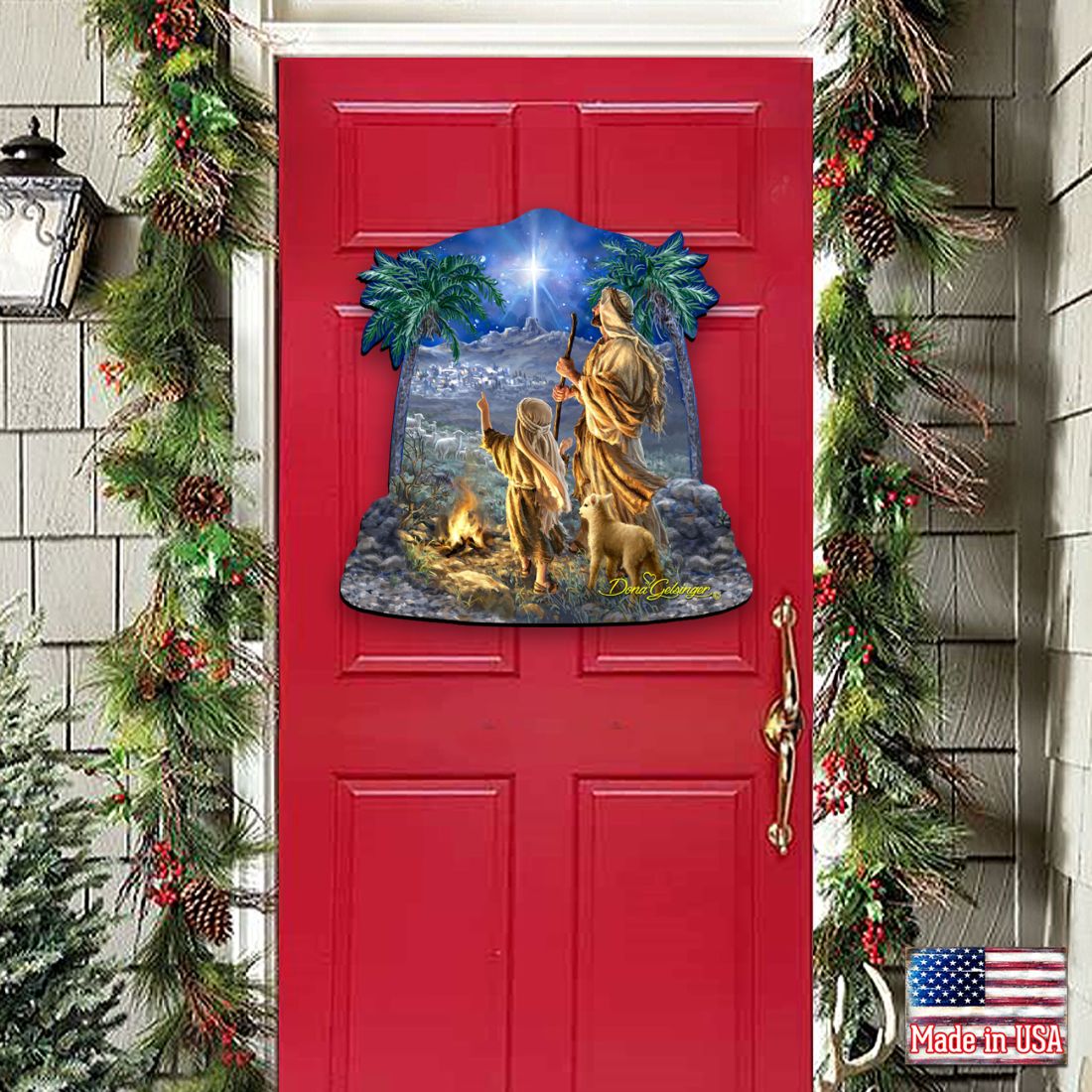 Shepherds Keeping Watching Nativity Door Decor by D. Gelsinger - Nativity Holiday Decor - 8161025H-1838