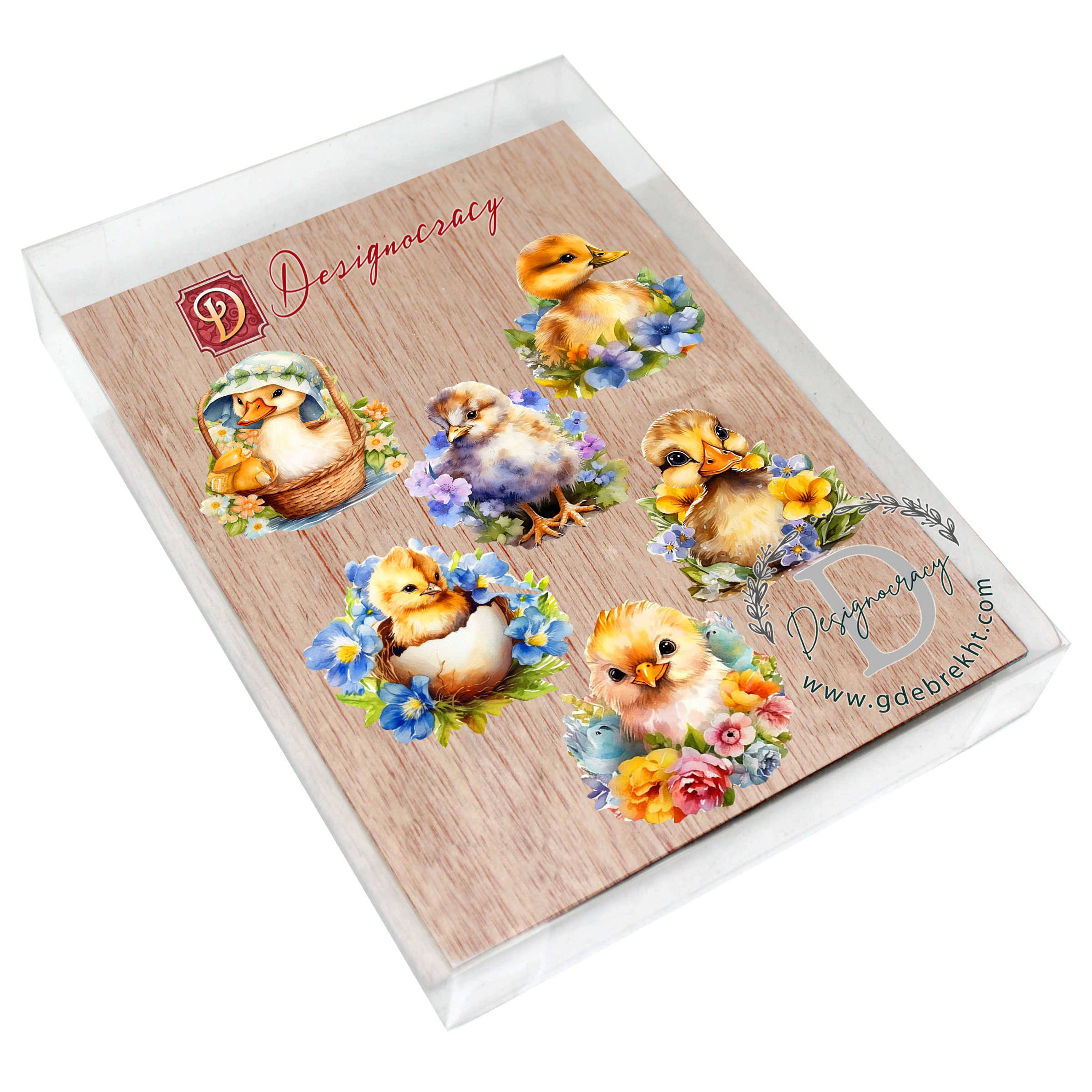 Spring Ducklings Decorative Wooden Clip-on Ornaments Set of 6 by G. Debrekht - Easter Décor - 8090055C-S6