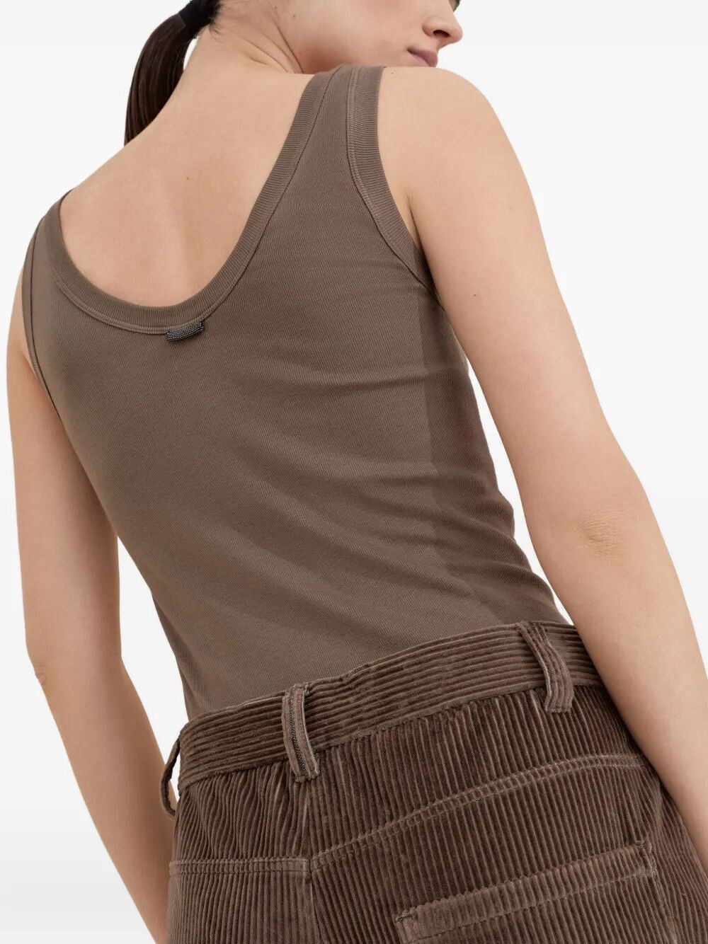 Brunello Cucinelli Women Corduroy Loose Pants With Monili