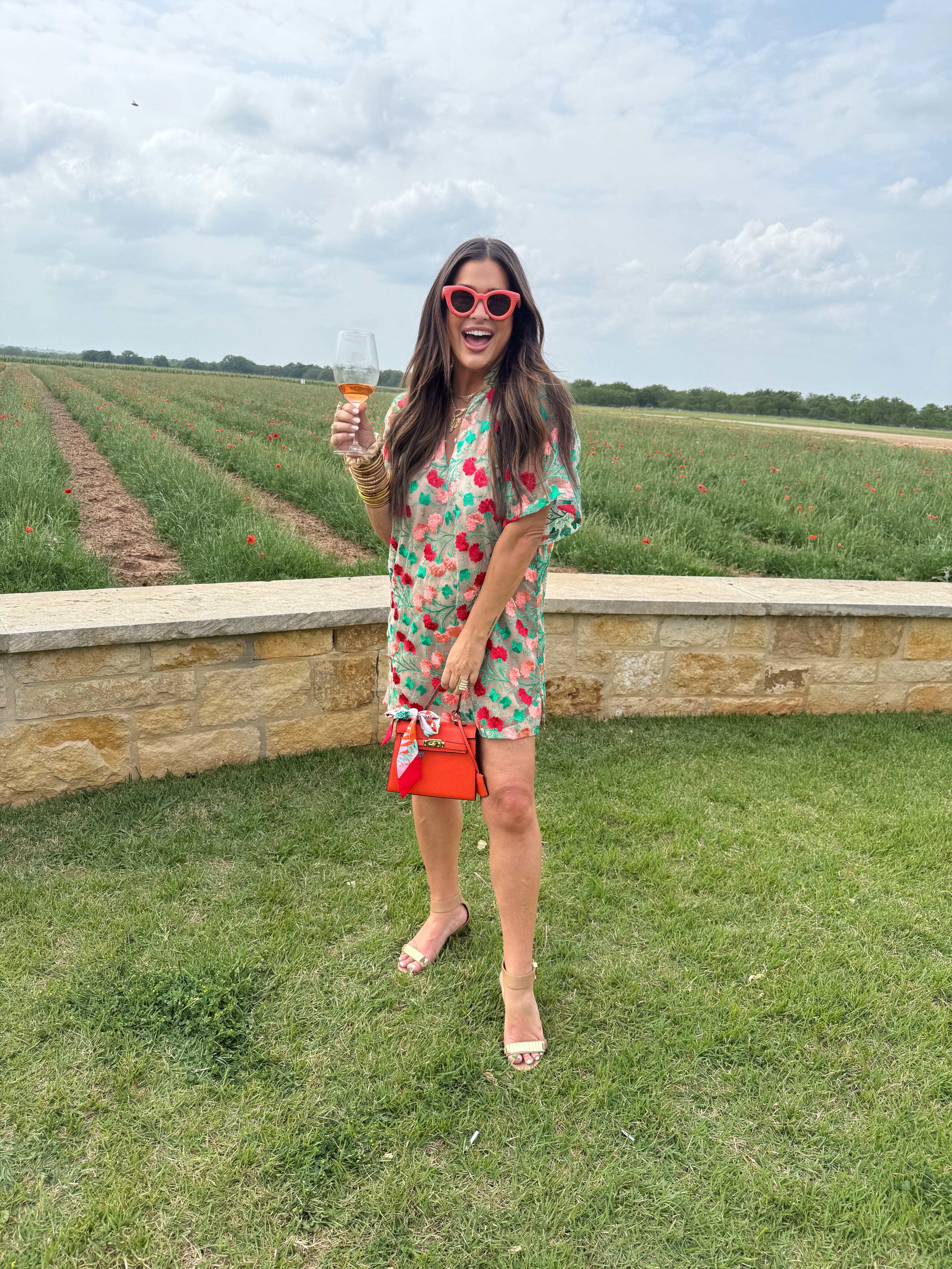 Lulu Short Sleeve Mini Caftan- Precious Coral
