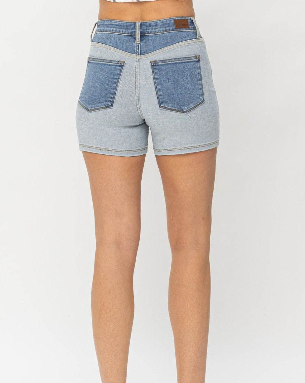 Judy Blue Full Size Color Block Denim Women Shorts