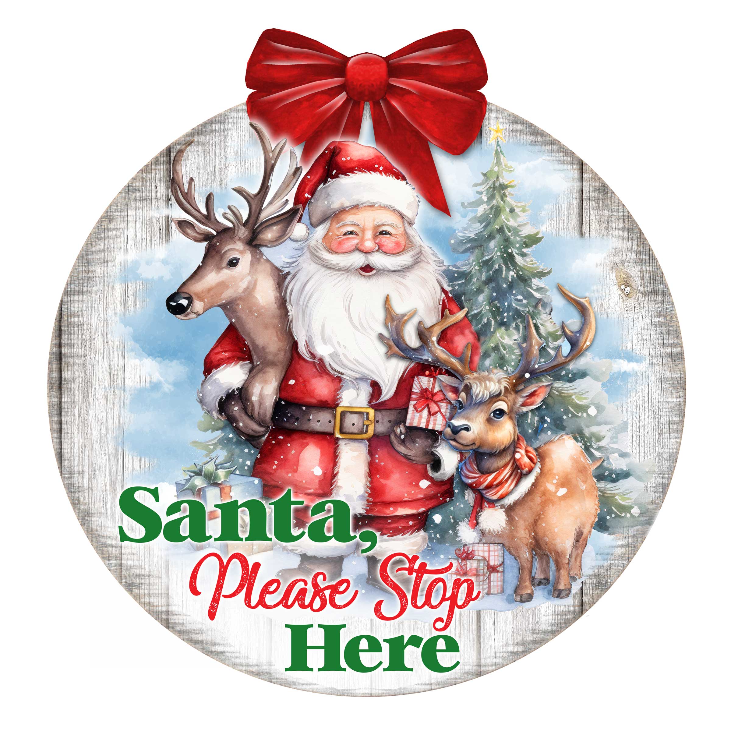 Santa Please Stop Here Sign Front door welcome sign Main entrance banner Welcome sign - Wooden front porch decor - 933116H