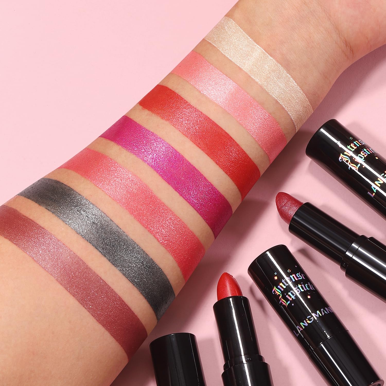 Jolilab Sparkling Lip Gloss, Long Lasting Waterproof Moisturizer Lip Balm Glitter Shimmer Metallic Lipstick, Diamond Shiny Bold Glow Goth Lipstick for Women Girls, Non-sticky (1, 07#)