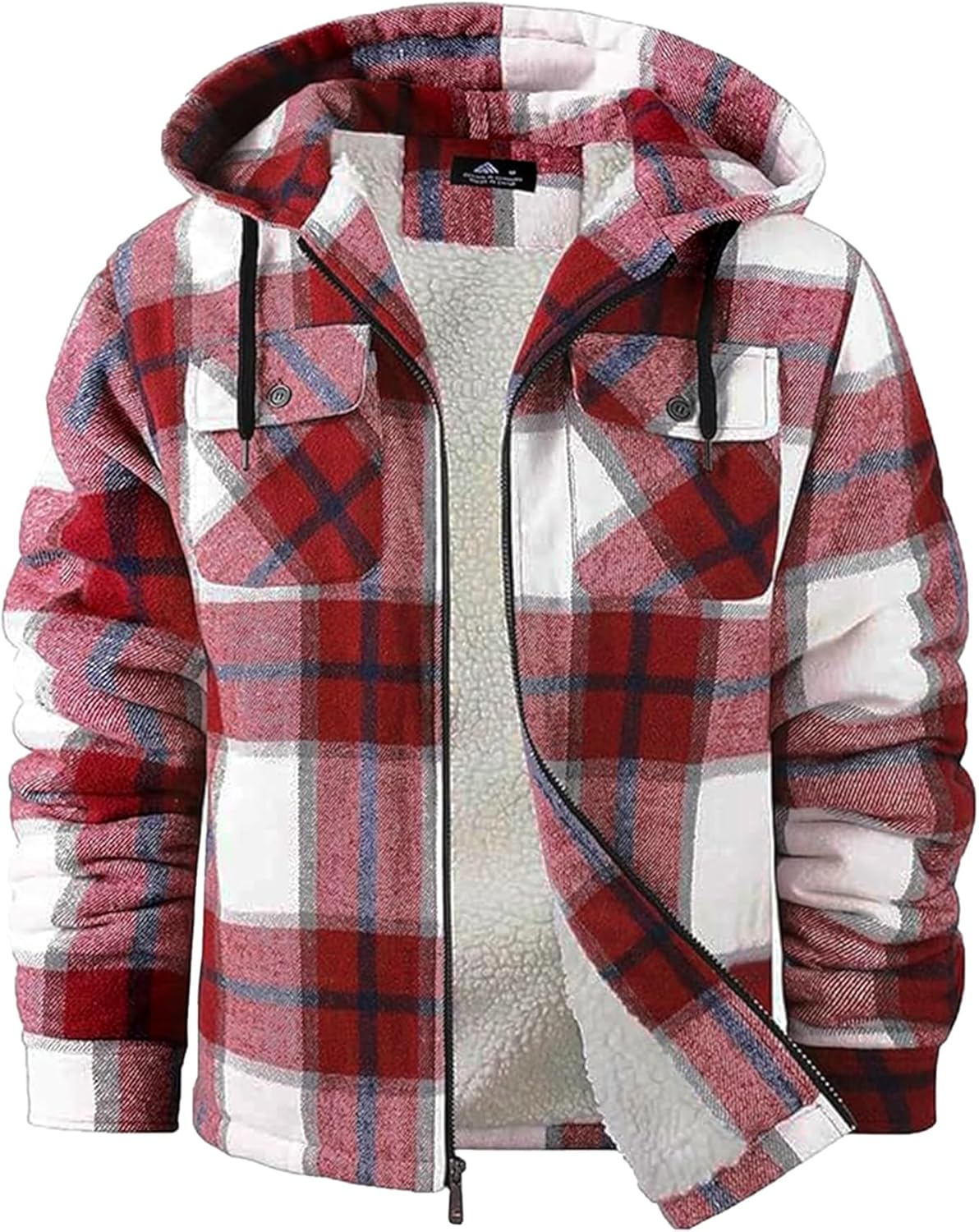 GEEK LIGHTING Men's Flannel Shirts Jacket Sherpa Lined Fleece Plaid Hoodie Long Sleeve Winter Warm Coat