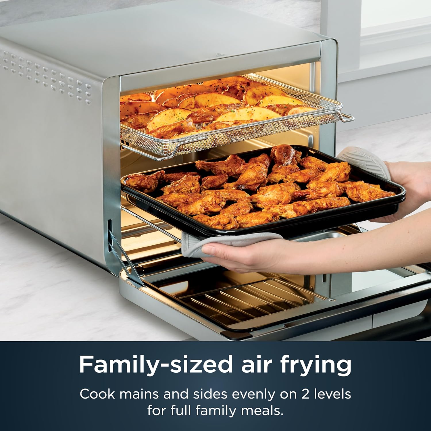 Ninja Air Fryer & Toaster Oven | Prestige Smart XL Countertop Oven | Bakes up to 20 Cookies, Fits up to a 12lb Turkey | Pizza, Toast, Bake, Air Fry & Reheat | 1800 Watts | Stainless Steel | DT501