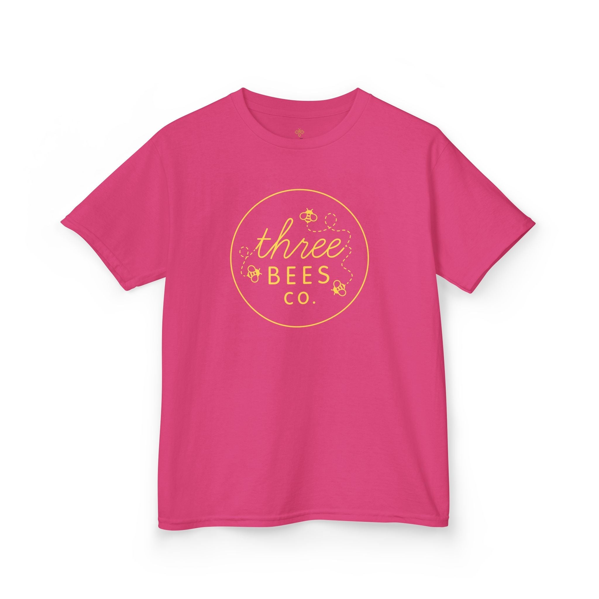 Kids Heavy Cotton Gildan Three Bees Classic Logo in Yellow Hive Tee
