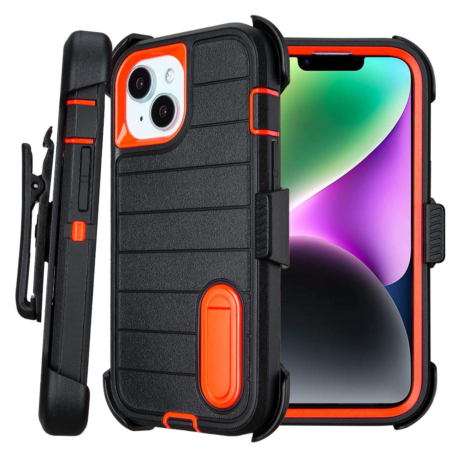 for Black Case iPhone 14 Case with Belt Clip, for Shockproof Case iPhone 14 Heavy Duty,3 Layers of Sturdy,Anti-Drop,Military-Grade Defender Cover for iPhone 14 Case Black