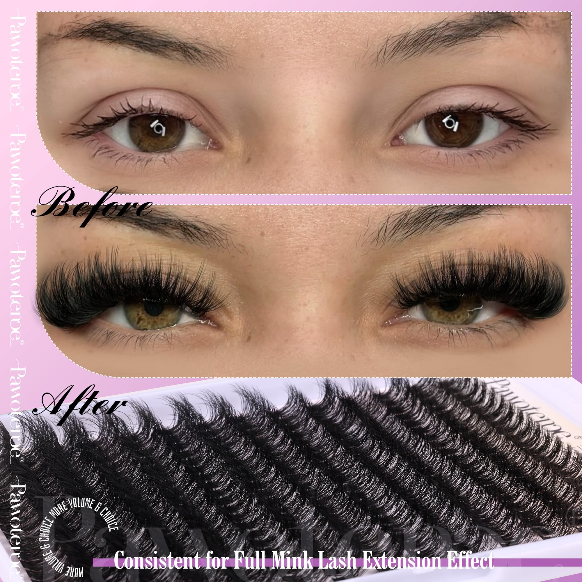 Pawotence Lash Extension Kit DIY 280pcs Lash Clusters Eyelash Extension Kit, 9-16mm 30D 40D Individual Lashes Kit with Lash Bond and Seal, Lash Tweezers for Self Use (30D&40D, 0.07D, 9-16mm, Kit)