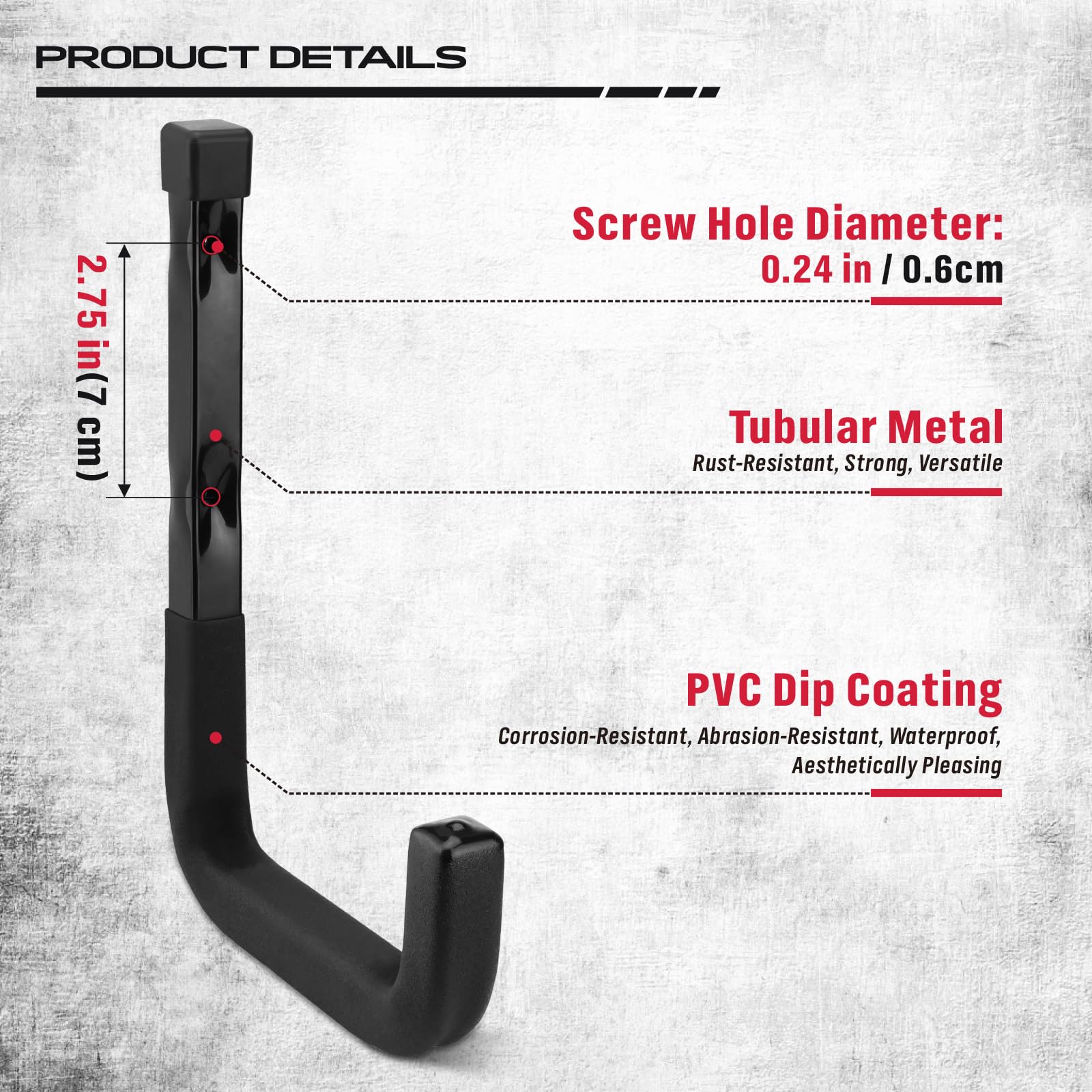 SEDY 6-Piece Heavy Duty Garage Storage Hooks, Wall Mount J Utility Hooks Holds 88 LB, Large Metal Utility, Garage Storage Ladders for Bikes, Garden Tools