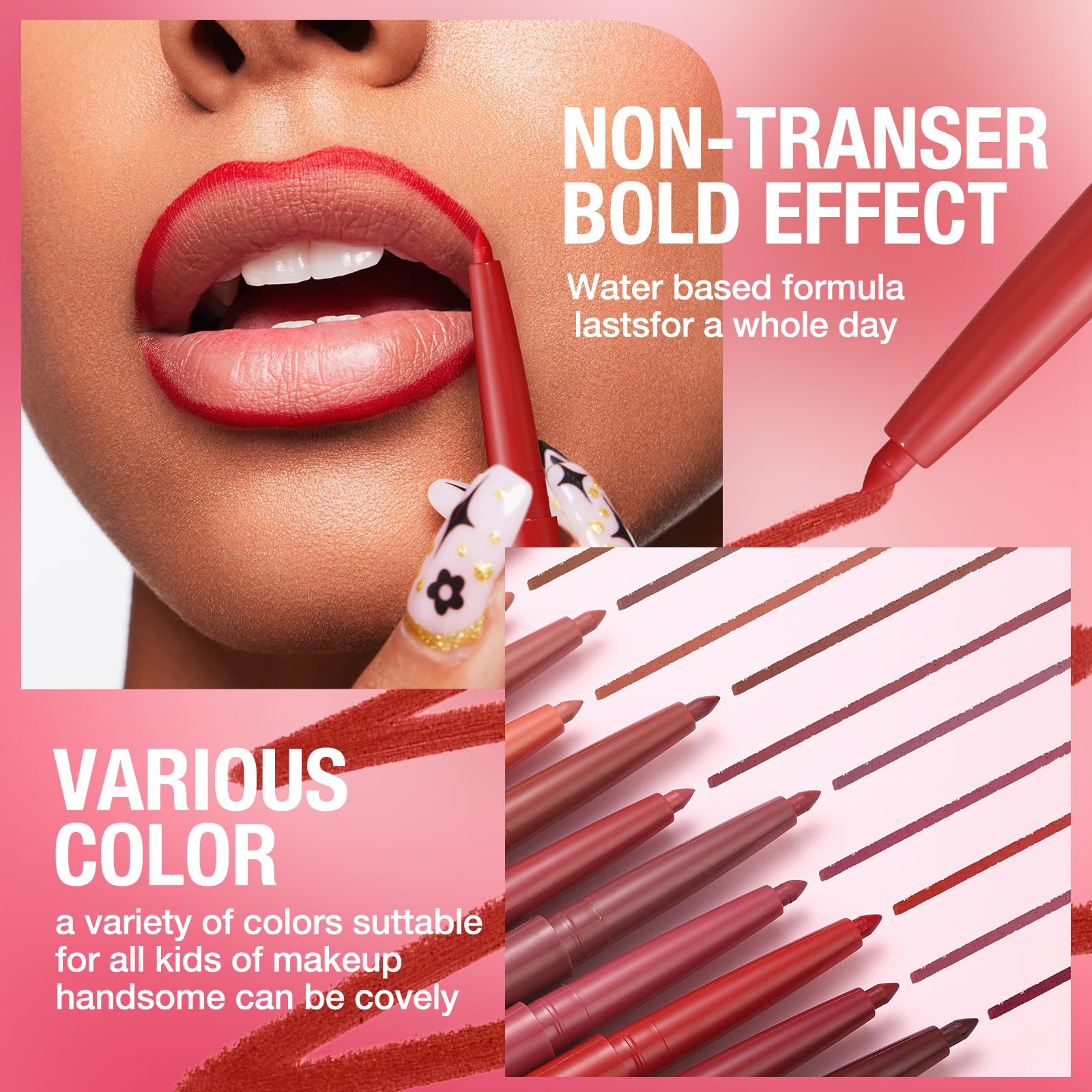 Jolilab Matte Lip Liner Lip Oil Set, Lip Makeup Set Natural Smooth Long-Lasting And Hydrating Beauty Daily Cosmetics Gift for Girls Easy-to-Use(12pcs)