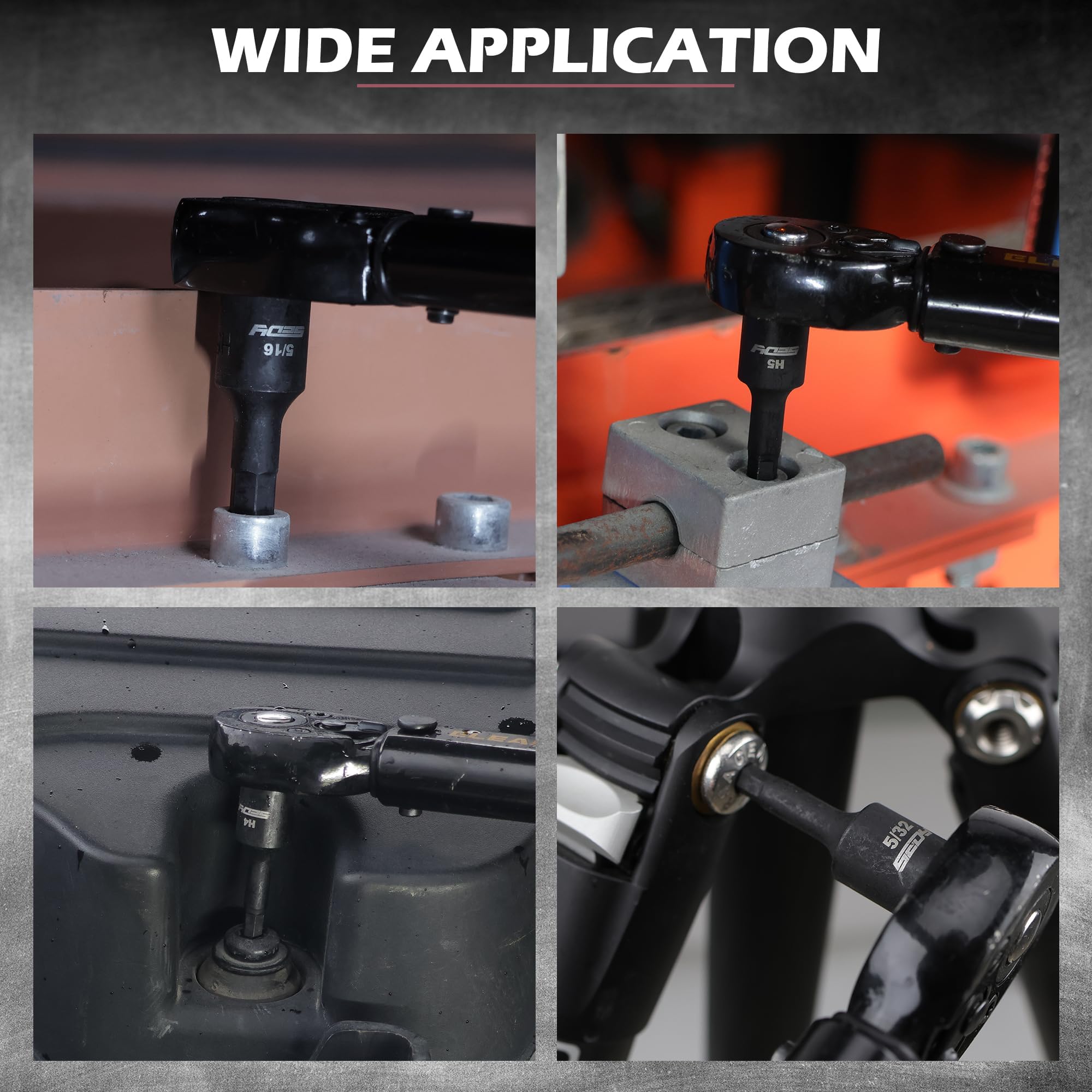 Hex Bit Impact Socket Set: 36-Piece with 4 Adapters, 1/4" 3/8" 1/2" Drive Master Allen Impact Socket Set, SAE and Metric, H5-H19 & 3/4"-5/64", Heavy Duty Storage Case, Automotive Mechanic