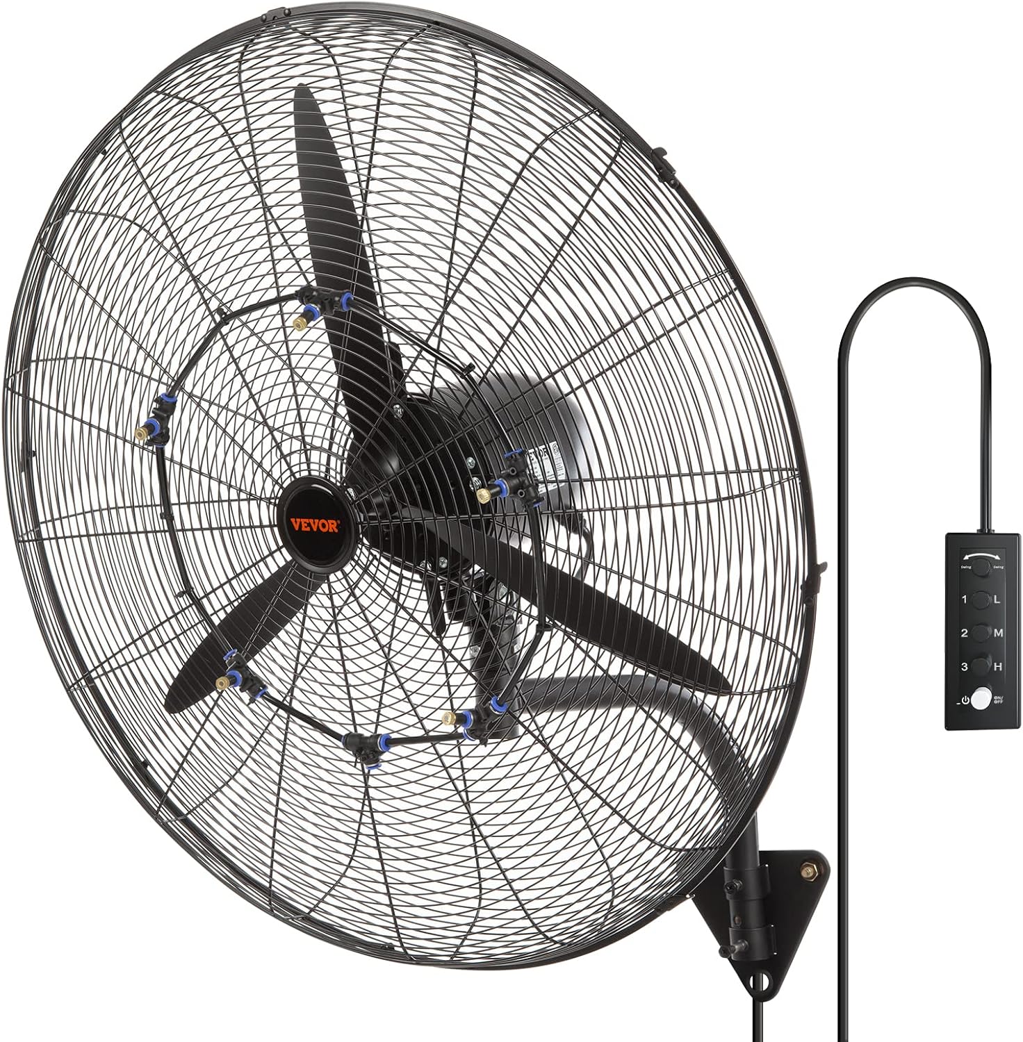 VEVOR Wall Mount Fan, 2 PCS 18 inch Waterproof, 3-speed High Velocity Max. 4000 CFM Industrial Wall Fan for Indoor, Commercial, Residential, Warehouse, Greenhouse, Workshop, Basement, Garage,Black