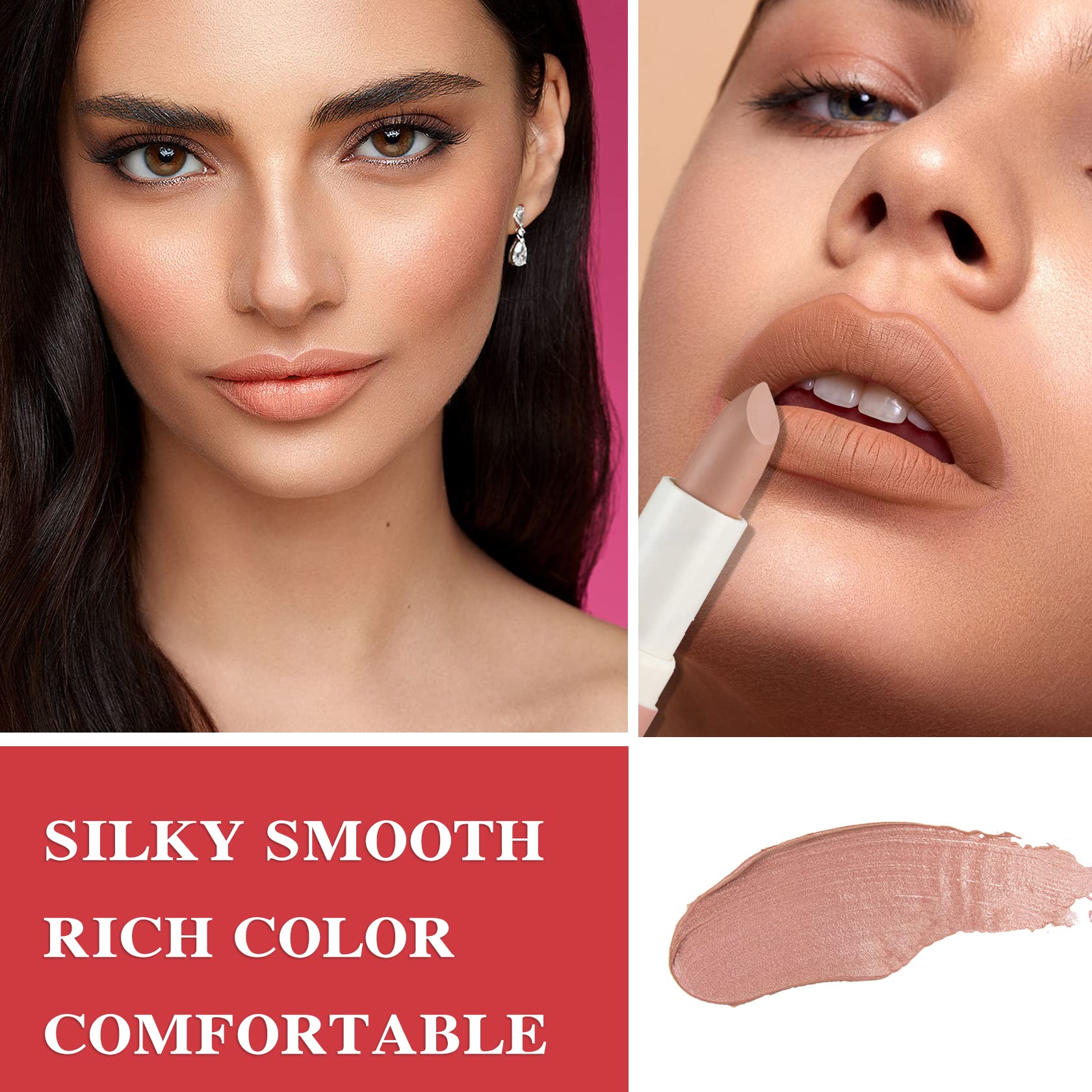 4 Pack Aloe Vera Lipstick,Long Wear Nourishing Lip stick,Waterproof Moisturizing Color Changing Lip Balm Lipstick,Lip Gloss,Magic Temp Color Change Matte Lip Gloss Makeup