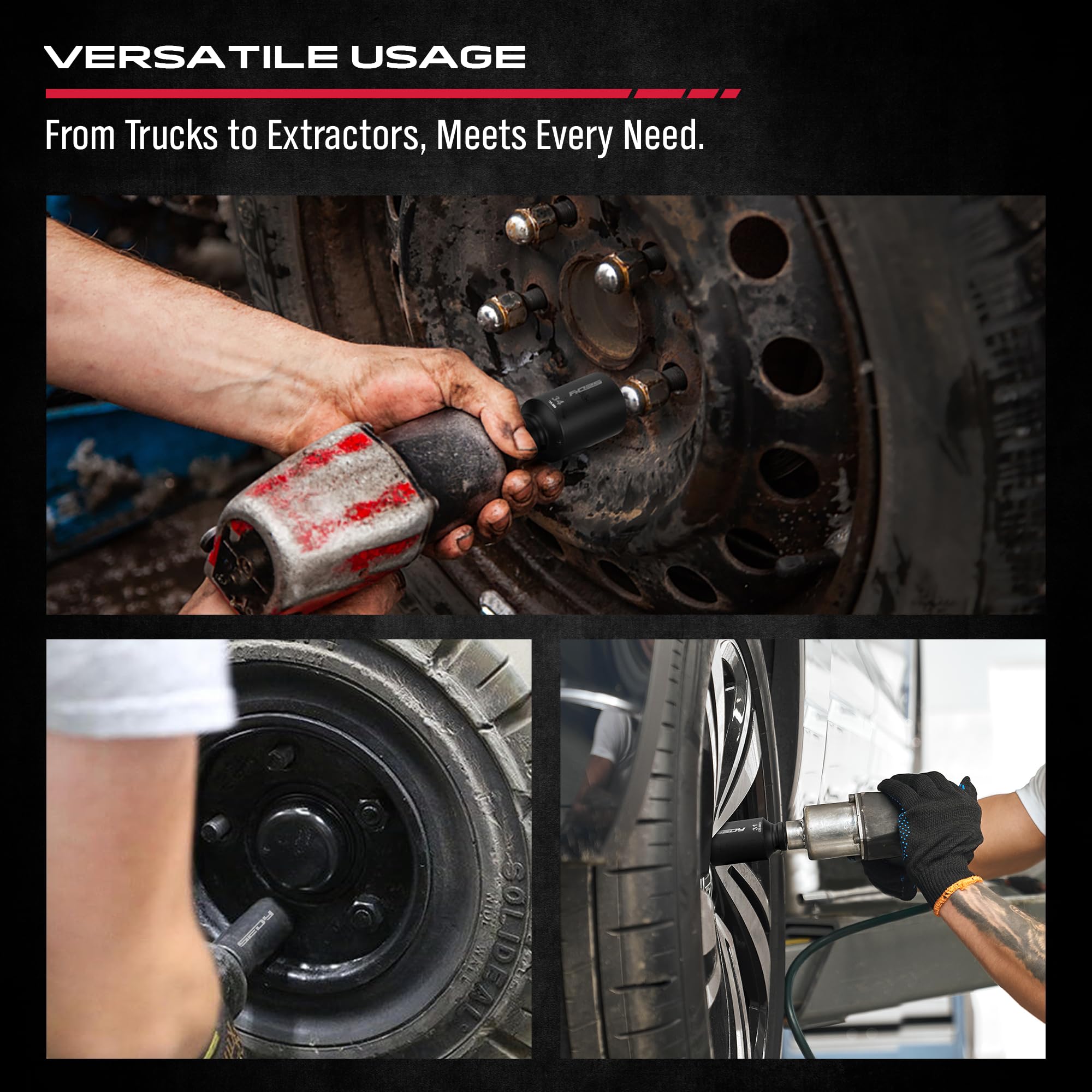 29-Piece 1/2" Drive Impact Socket Set, SAE (3/8 to 1 inch) and Metric (10-24mm) Sizes with Extension Bars Standard Deep Socket Set CR-V Material High Durability Impact Wrench