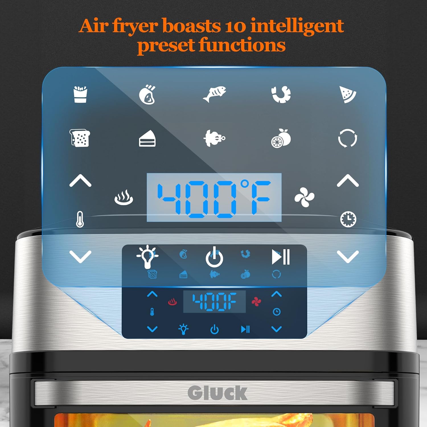 Air Fryer Oven Large 20 QT, 10-in-1 Toaster Oven Air Fryer Combo with Window for Family, Airfryer Oven with Rotisserie, 3 Dehydrating Racks