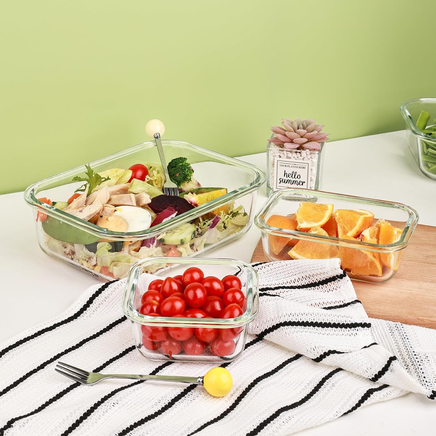 8 Pack Glass Food Storage Containers with Lids, Meal Prep Containers, Airtight Bento Boxes with Leak Proof Locking for Microwave, Oven, Freezer and Dishwasher, BPA Free