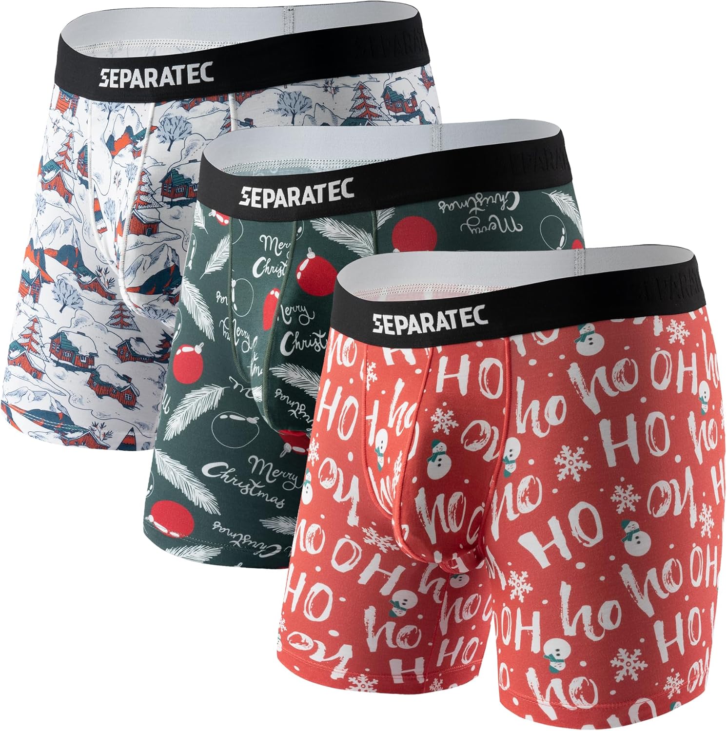 Separatec Mens Underwear with Pouch Moisture Wicking Dual Pouch Boxer Briefs Rayon From Bamboo Underwear Men, Halloween Theme