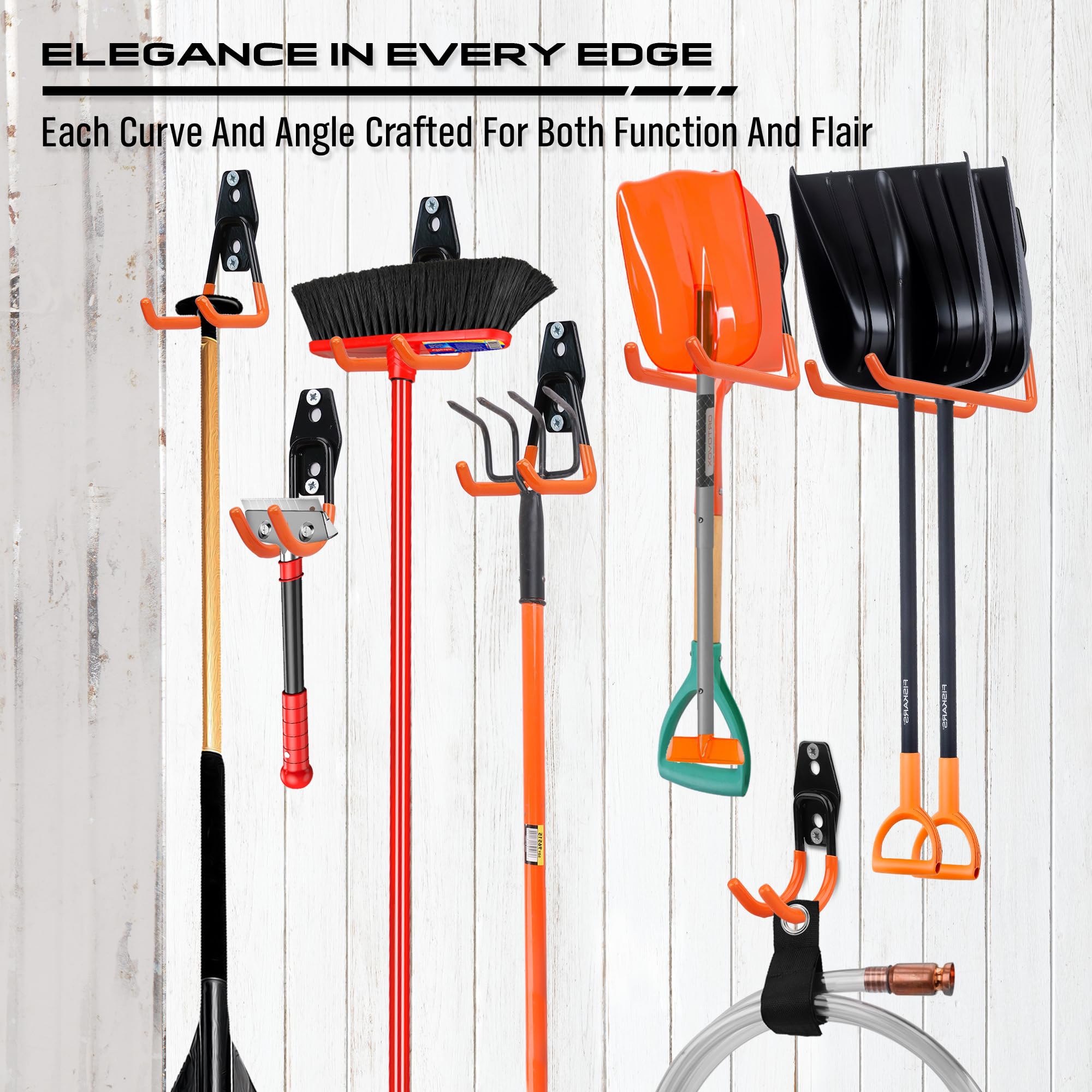 Garage Tool Storage Wall Hook Assortment Set: 15PCS Heavy Duty Large Hanger Garden Tool Organizer Ladder Bike Rack Yard Tool Holder Shed Shovel Metal Screw Organization Bicycle Steel Bracket