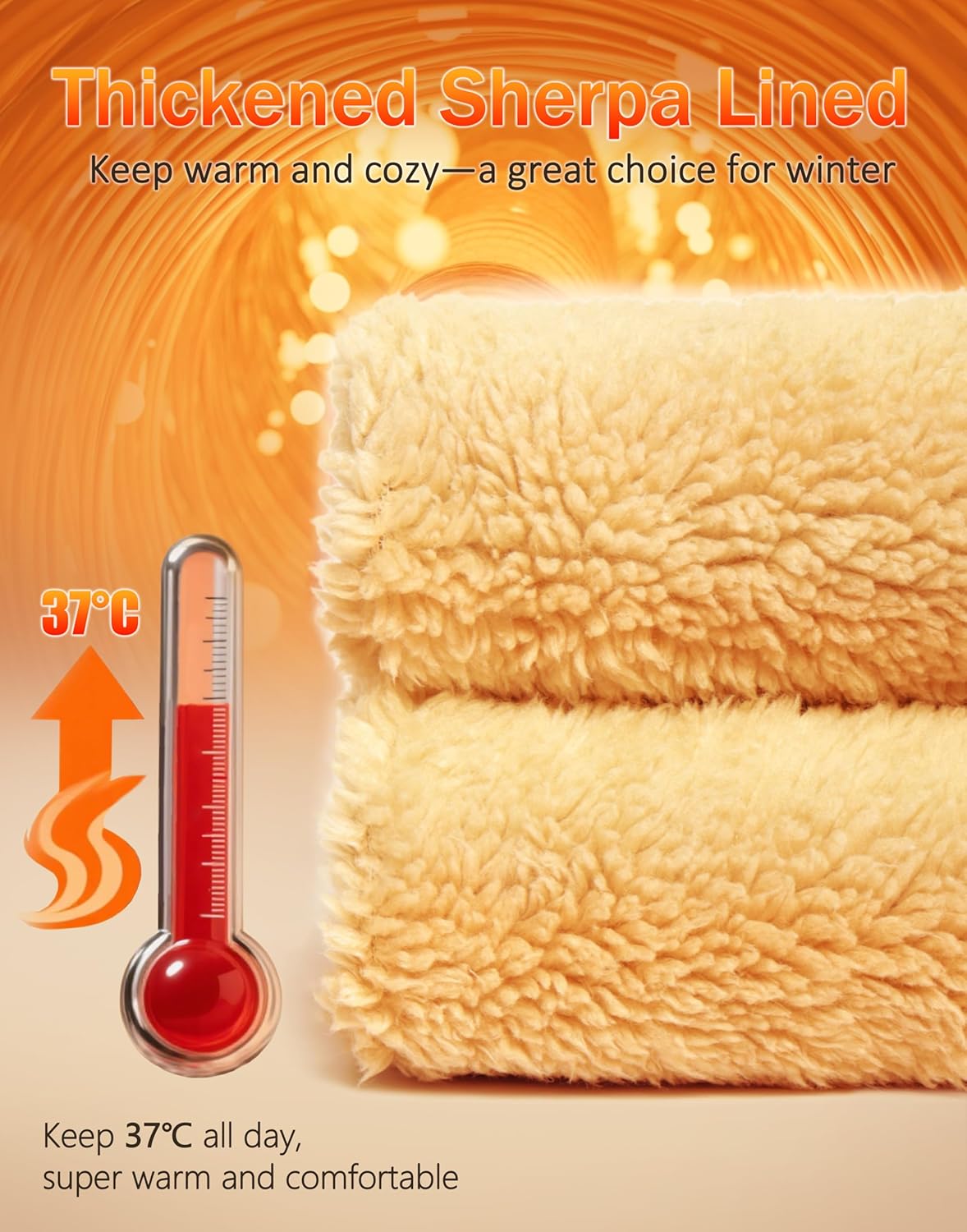 Pudolla Men's Sherpa Lined Sweatshirts Warm Soft Crewneck Sweatshirts Heavyweight Winter Pullover Kangaroo with Pouch Pocket