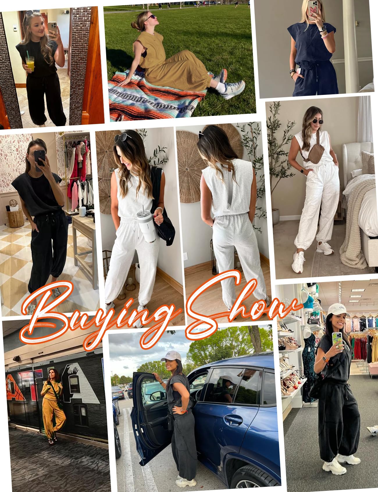 Flygo Womens Casual Jumpsuit Crewneck Cap Sleeve Long Wide Leg Pants One Piece Outfits Drawstring Romper with Pockets(LightGrey-M)