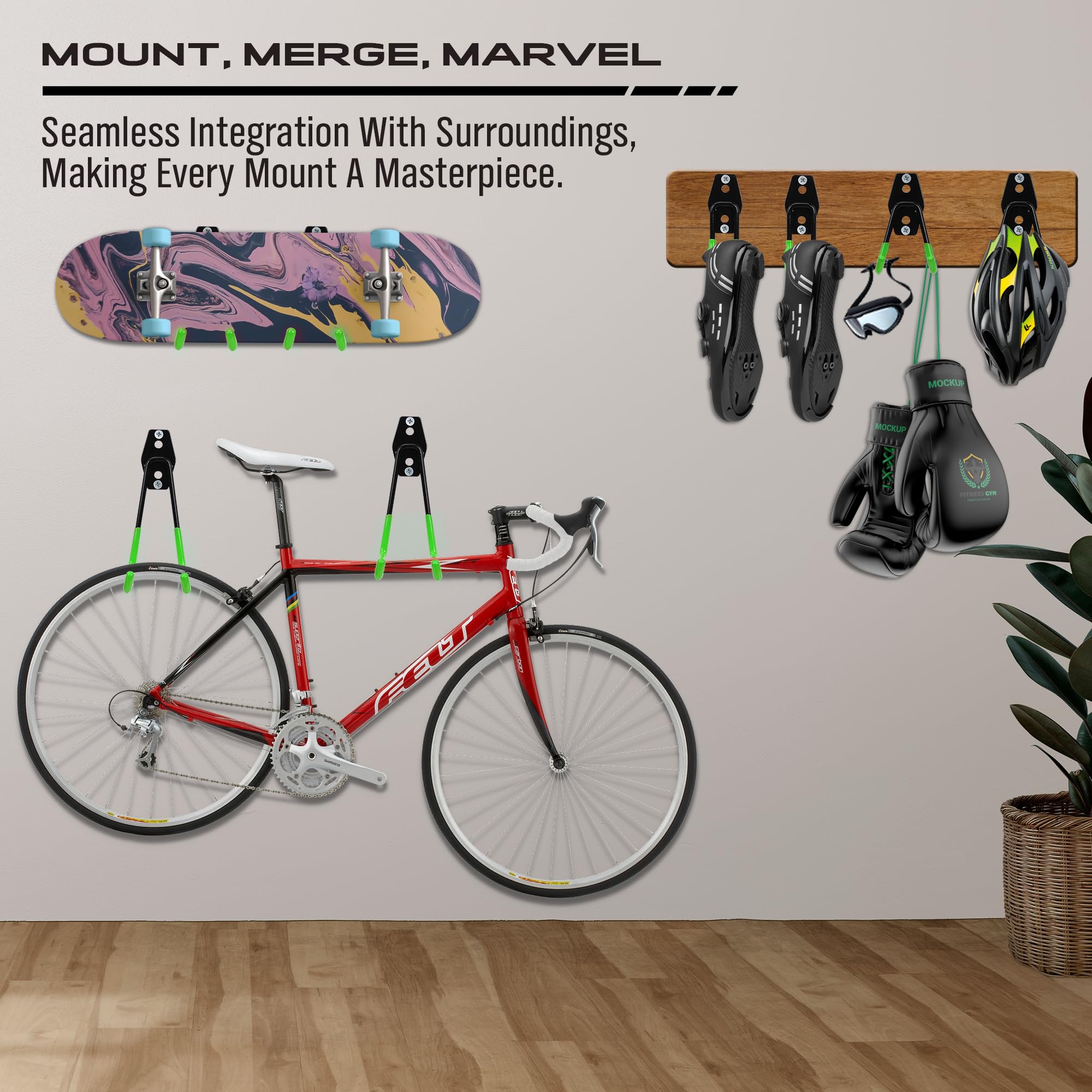 Garage Tool Storage Wall Hook Assortment Set: 15PCS Heavy Duty Large Hanger Garden Tool Organizer Ladder Bike Rack Yard Tool Holder Shed Shovel Metal Screw Organization Bicycle Steel Bracket