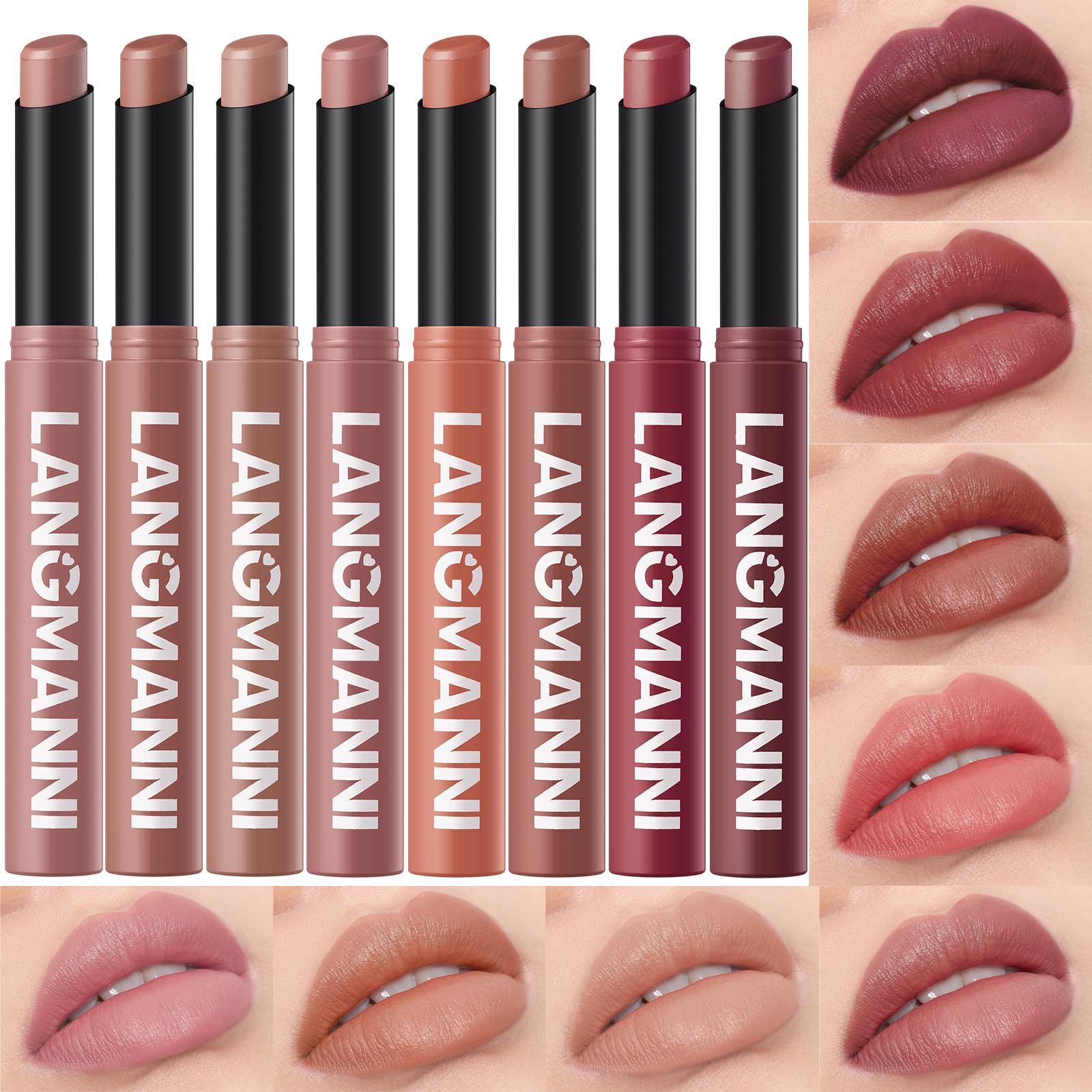 Jolilab 12Pcs Velvet Matte Lipstick Nude Matte Soft Dark Color Stick High Pigmented Long-Lasting Waterproof Lip Stick Lip Balm Beauty Cosmetics Gift for Girls and Women(01#-12#)