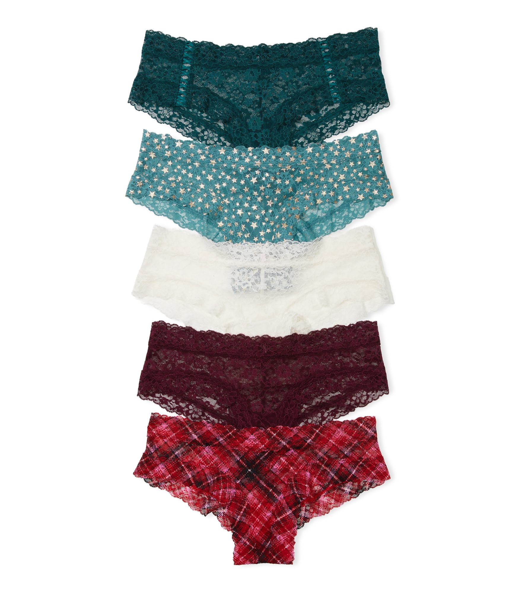 Victoria's Secret Lace Cheeky Panty Pack, Cheeky Panties for Women, Lace Panties, Hipster Panties, Ladies Underwear, Neutral Mix (M)