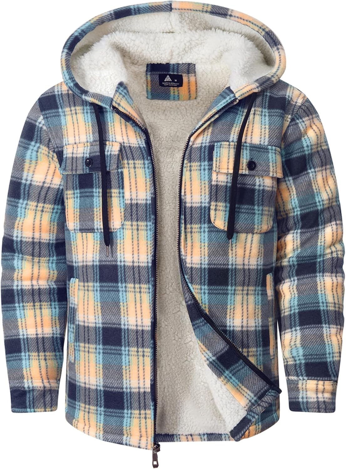 GEEK LIGHTING Men's Flannel Shirts Jacket Sherpa Lined Fleece Plaid Hoodie Long Sleeve Winter Warm Coat