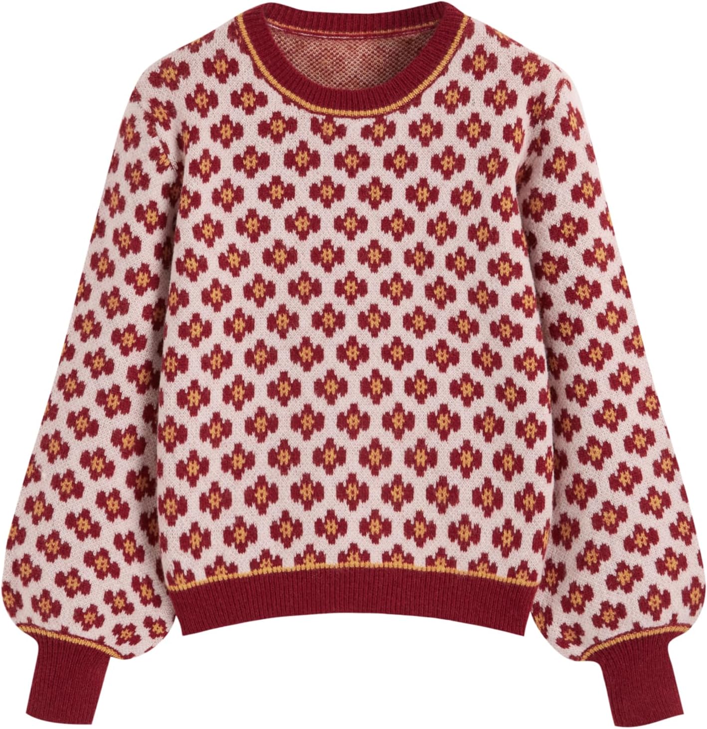 CIDER Women Sweaters Floral Crew Neck Long Sleeve Pullover Sweater Trendy Casual Fall Outfits