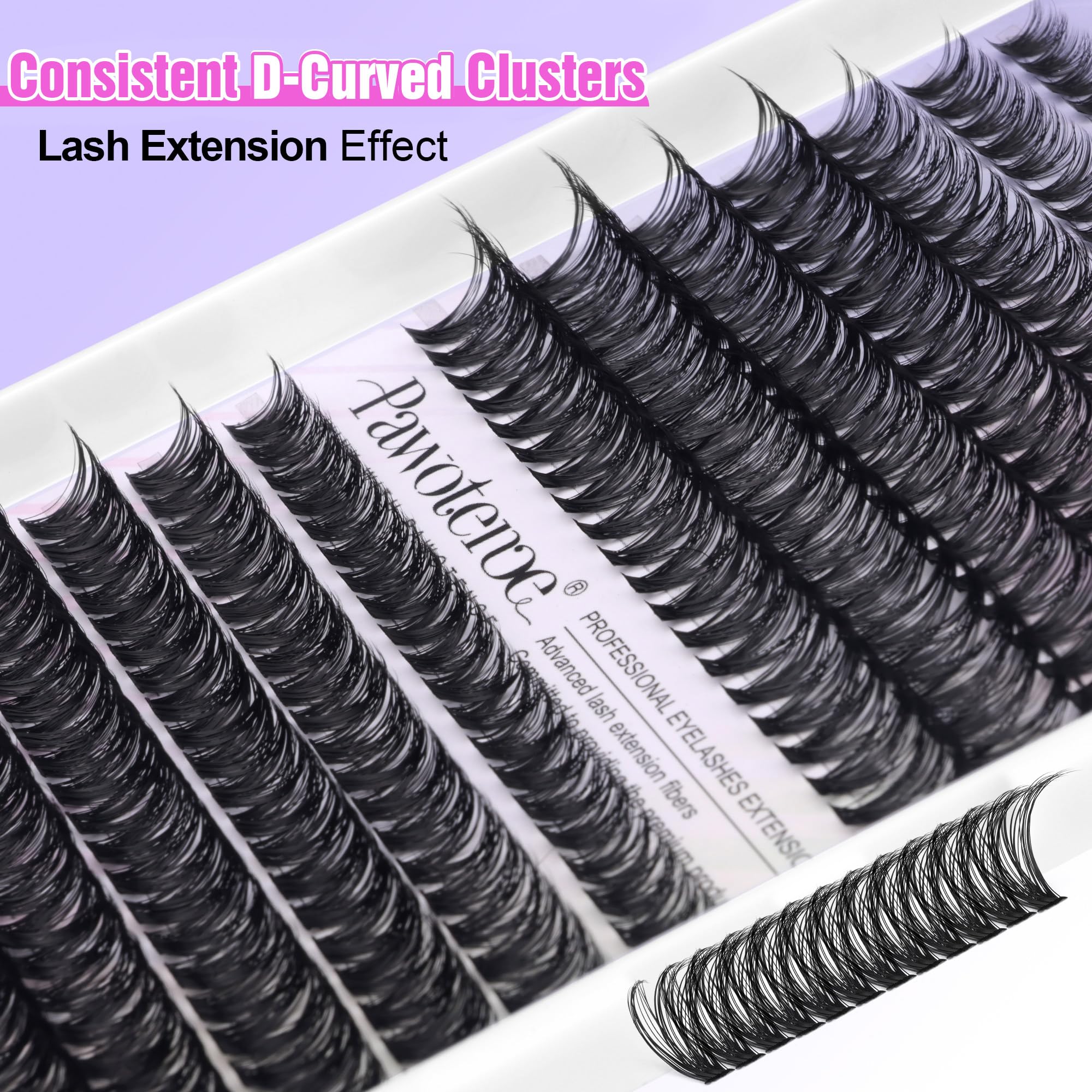 Pawotence Lash Extension Kit DIY 280pcs Lash Clusters Eyelash Extension Kit, 9-16mm 30D 40D Individual Lashes Kit with Lash Bond and Seal, Lash Tweezers for Self Use (30D&40D, 0.07D, 9-16mm, Kit)